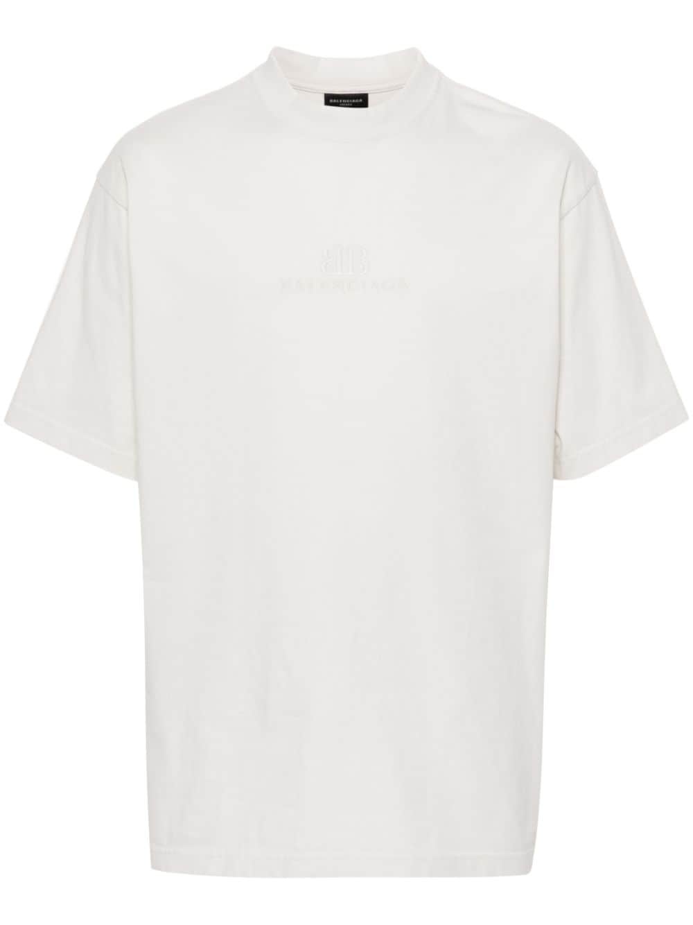 logo-embroidered cotton T-shirt - 1