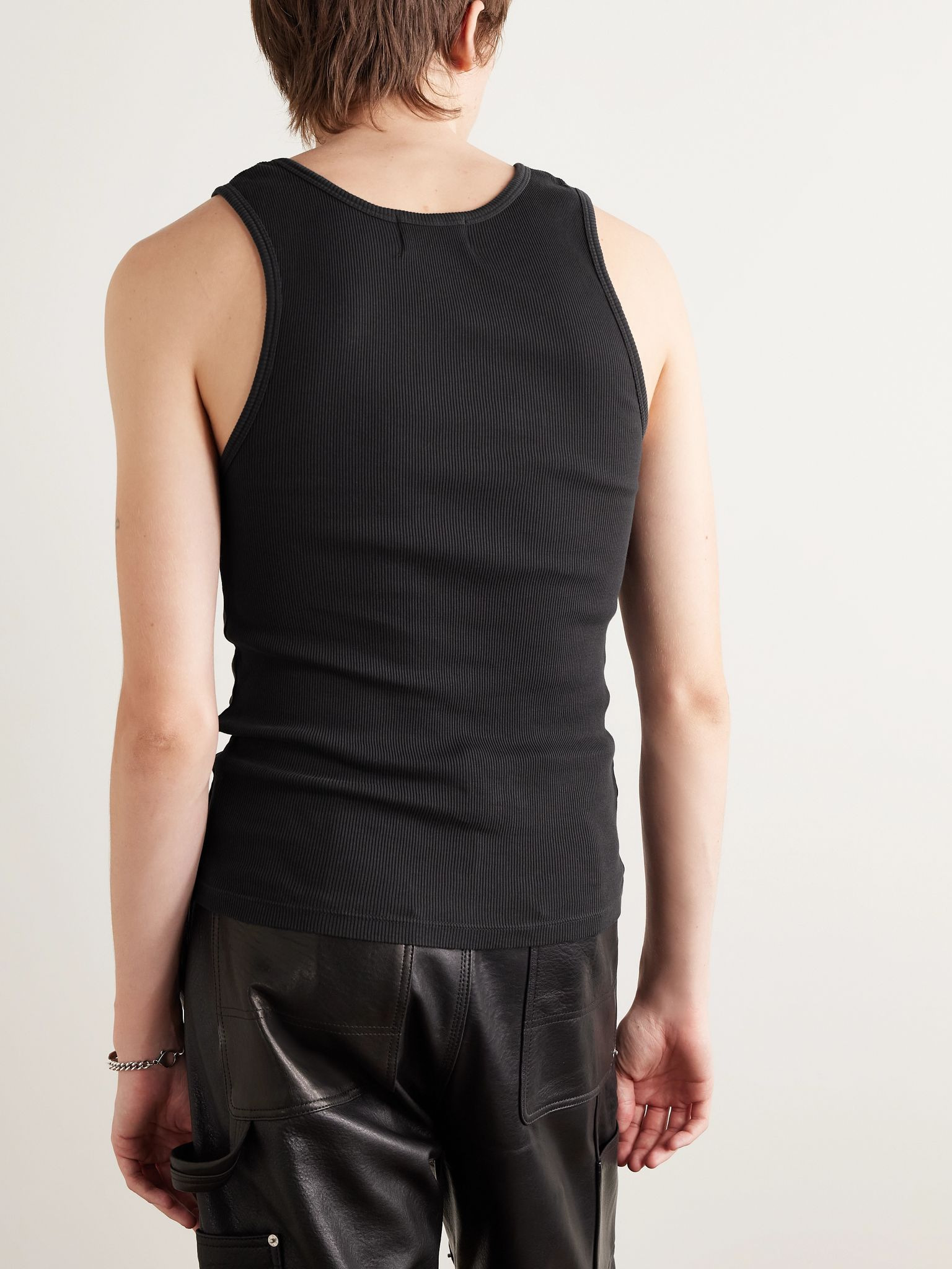 Enfants En Chain Printed Ribbed Cotton Tank Top Black - 3