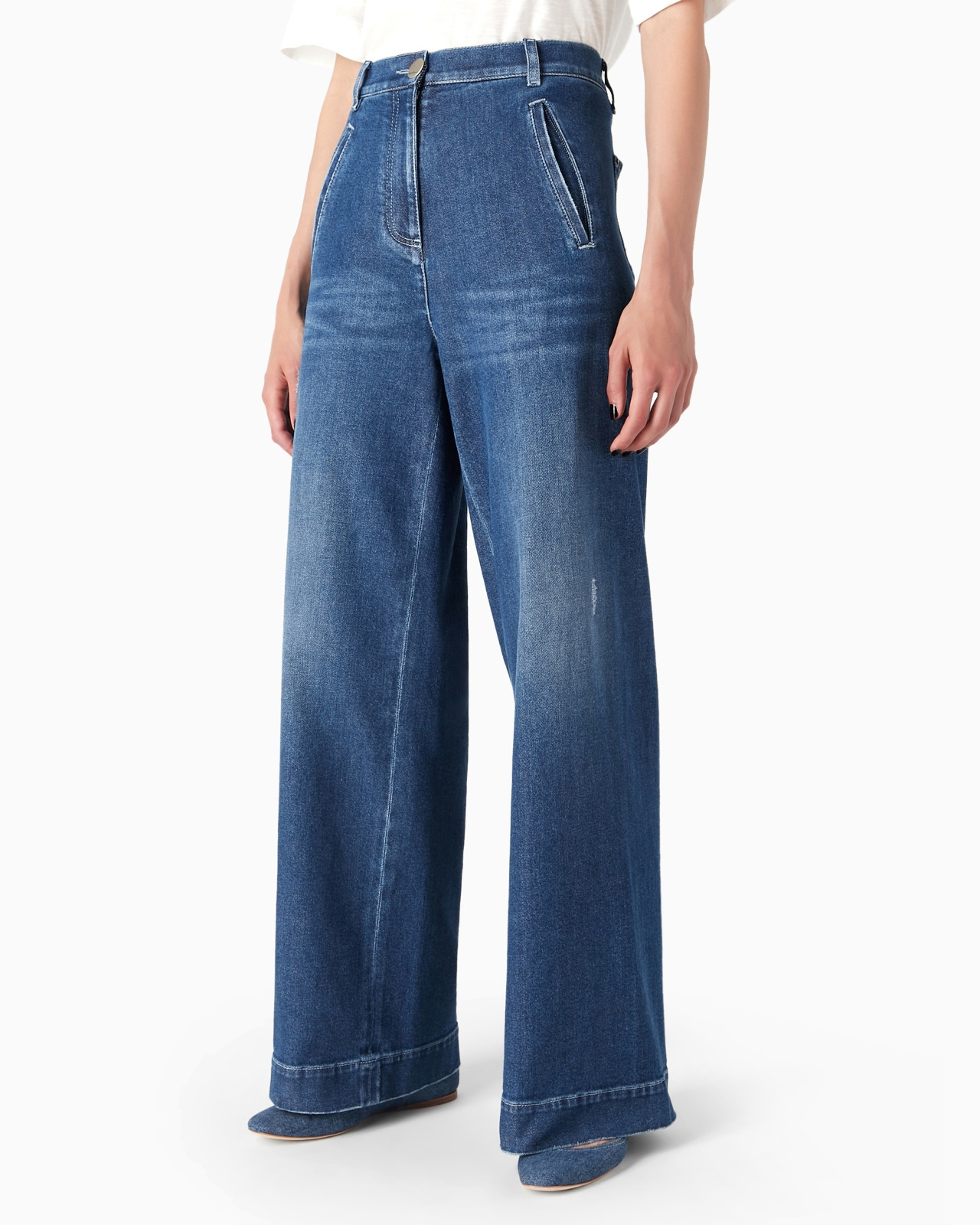 Denim Collection wide-leg trousers in stretch cotton denim - 2