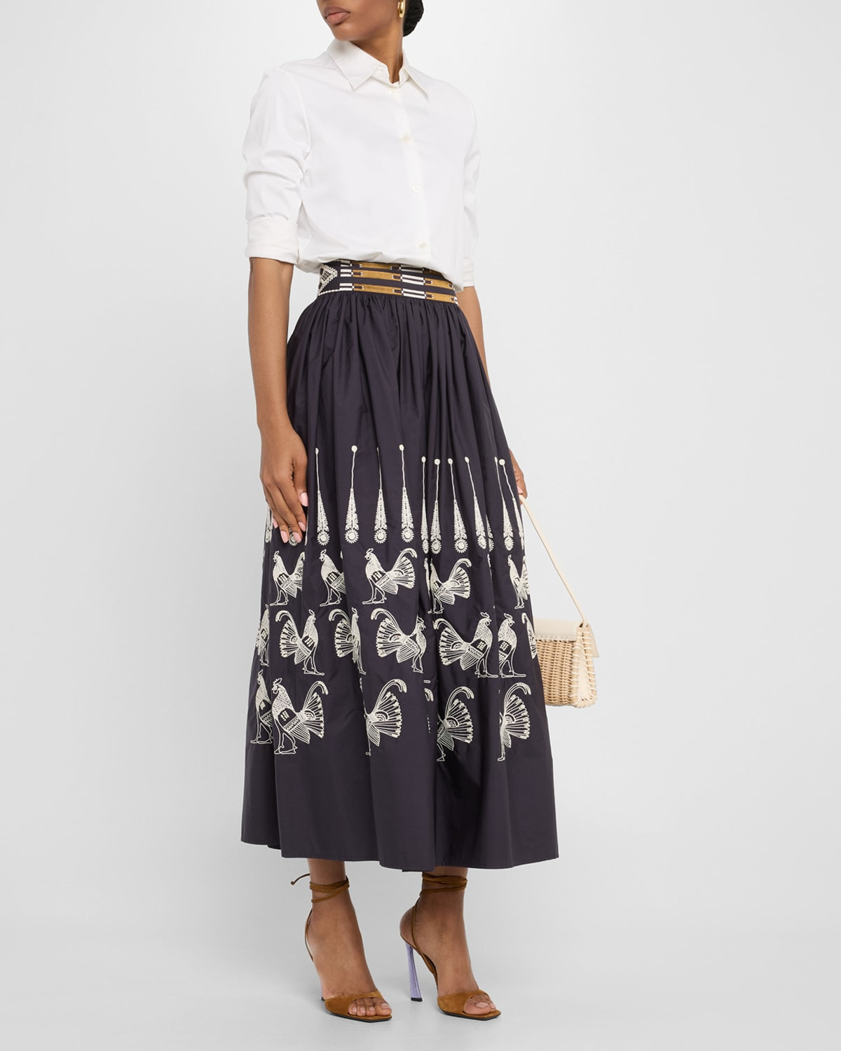 Ombretta Embroidered A-Line Maxi Skirt - 2