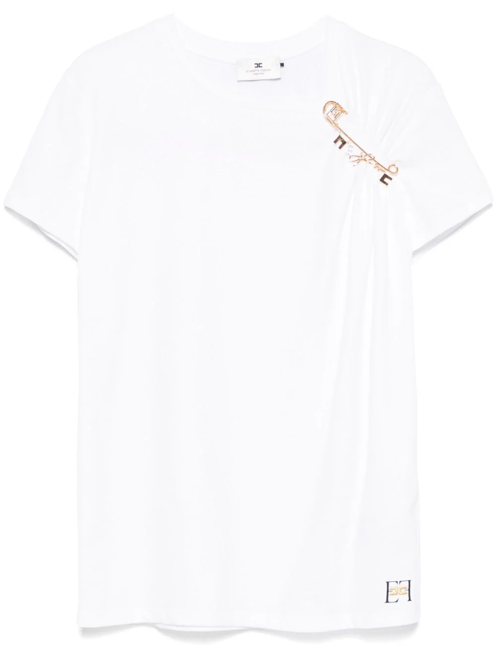jewelled-brooch jersey T-shirt - 1