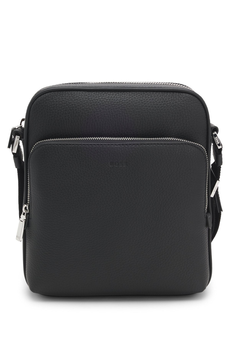 REPORTER BAG IN GRAINED ITALIAN LEATHER WITH EMBOSSED LOGO - 1