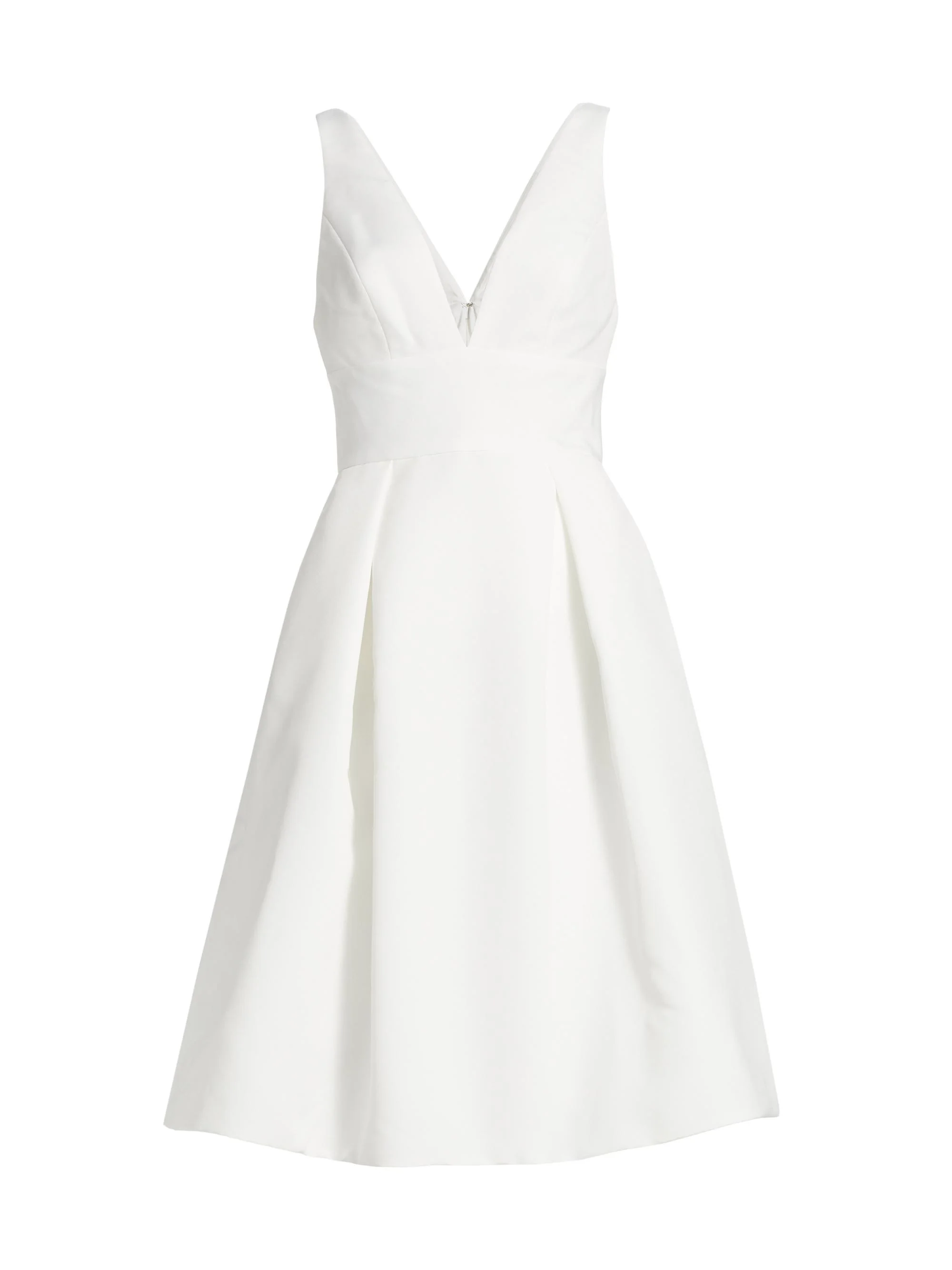Women's Faille Deep V-Neck Dress - Silk White - 1