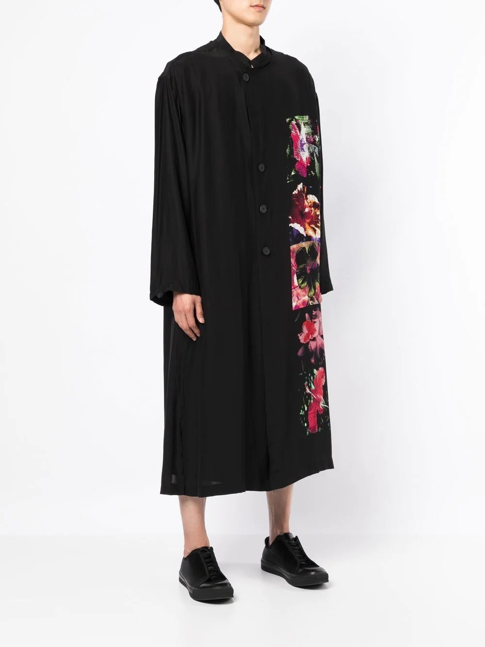 floral-print silk coat - 3