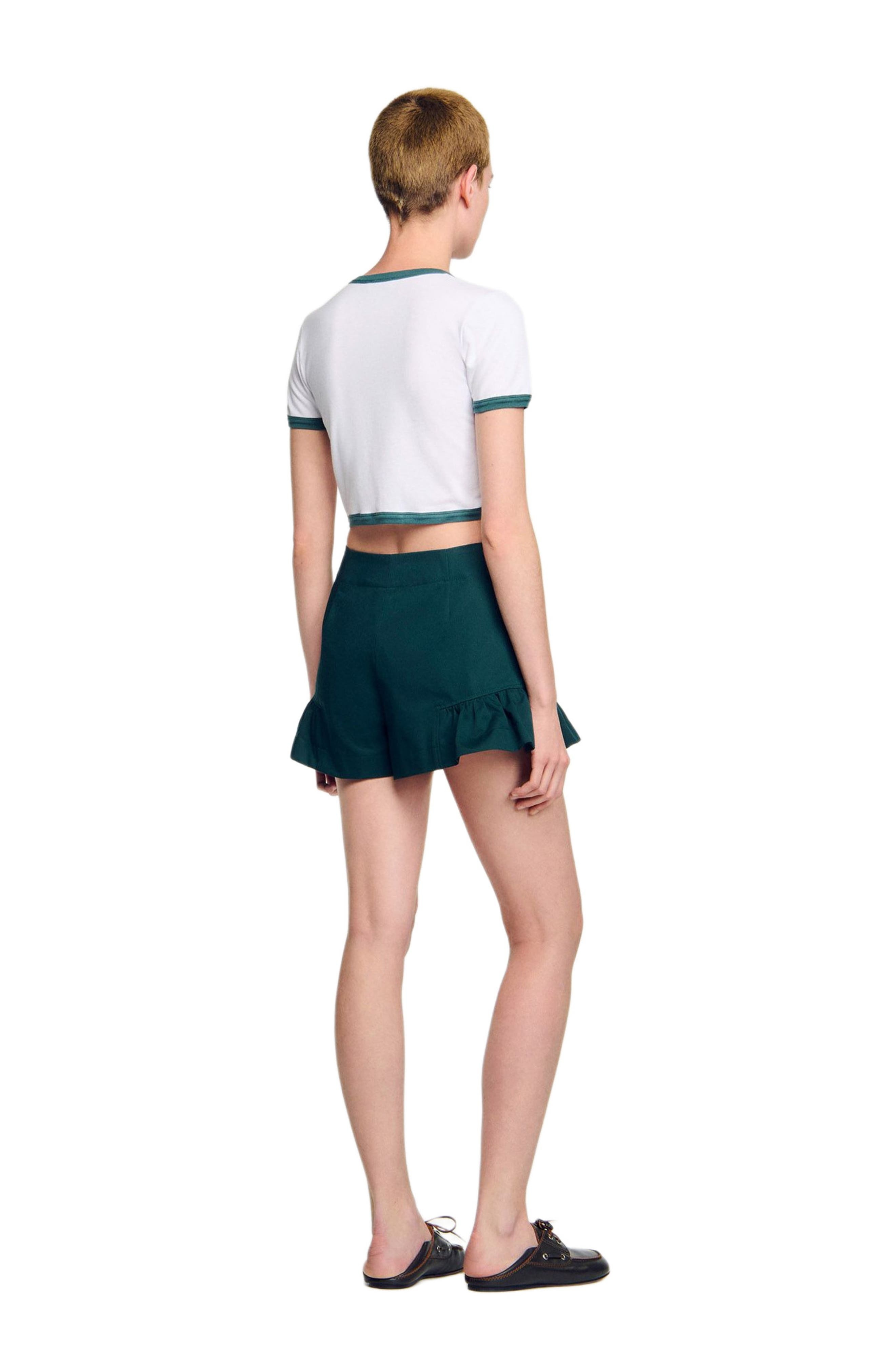 SANDRO Two-tone cropped T-shirt in White at Nordstrom - 2