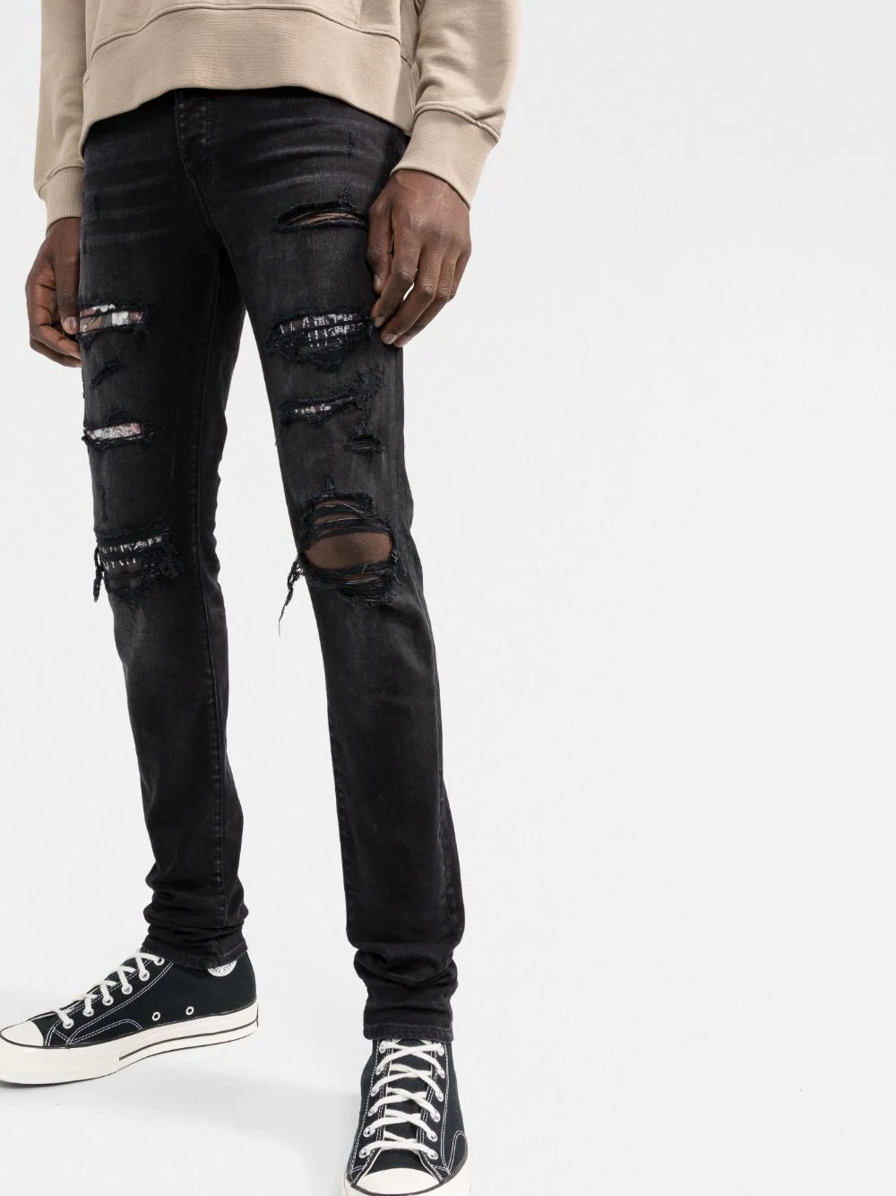 ripped slim-fit jeans - 3