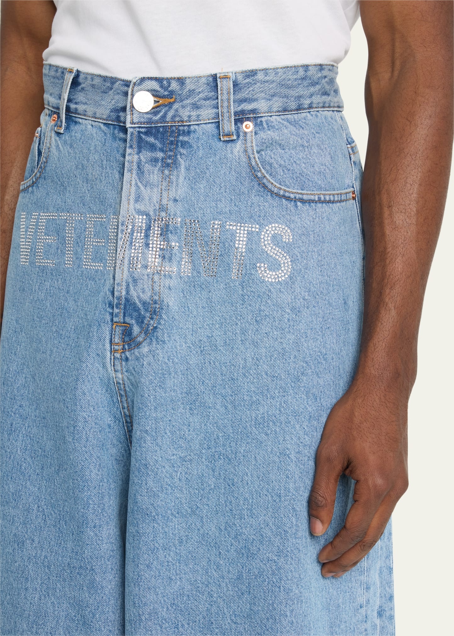 Men's Crystal Logo Baggy Jeans - 5