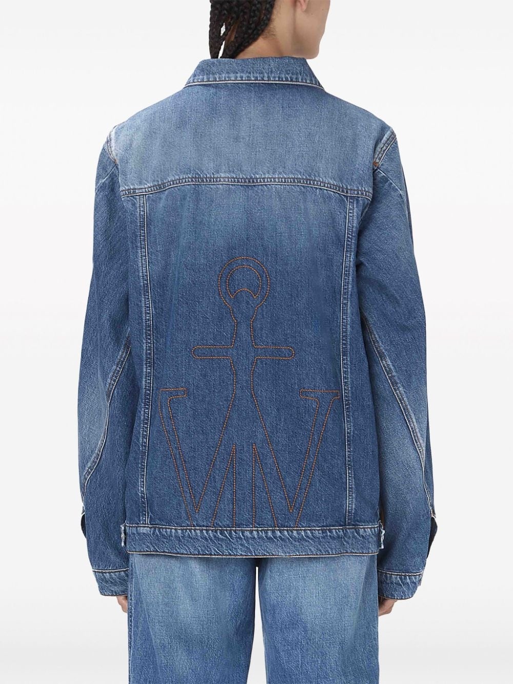 anchor-logo deconstructed denim jacket - 4