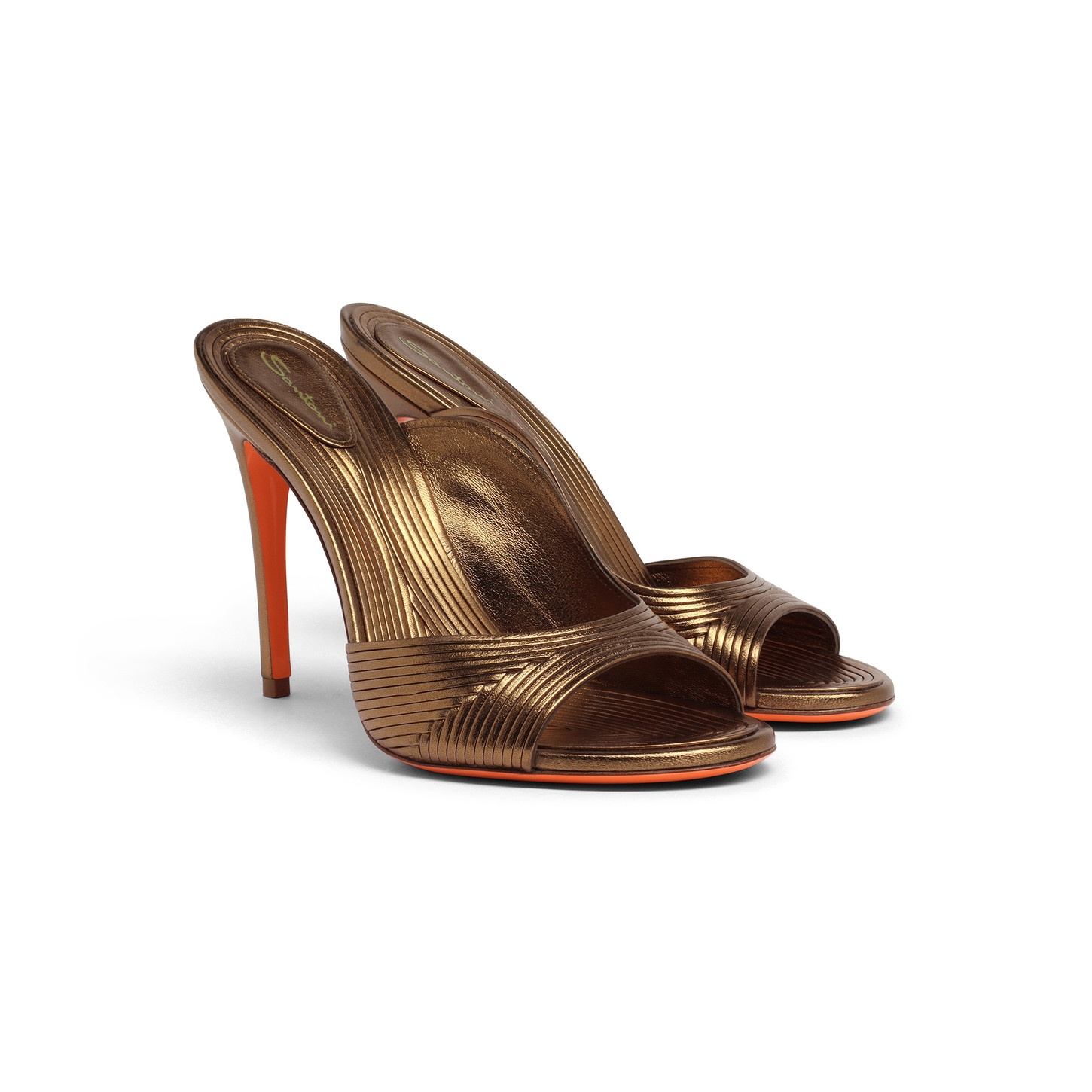 Women's gold leather high-heel sandal - 3