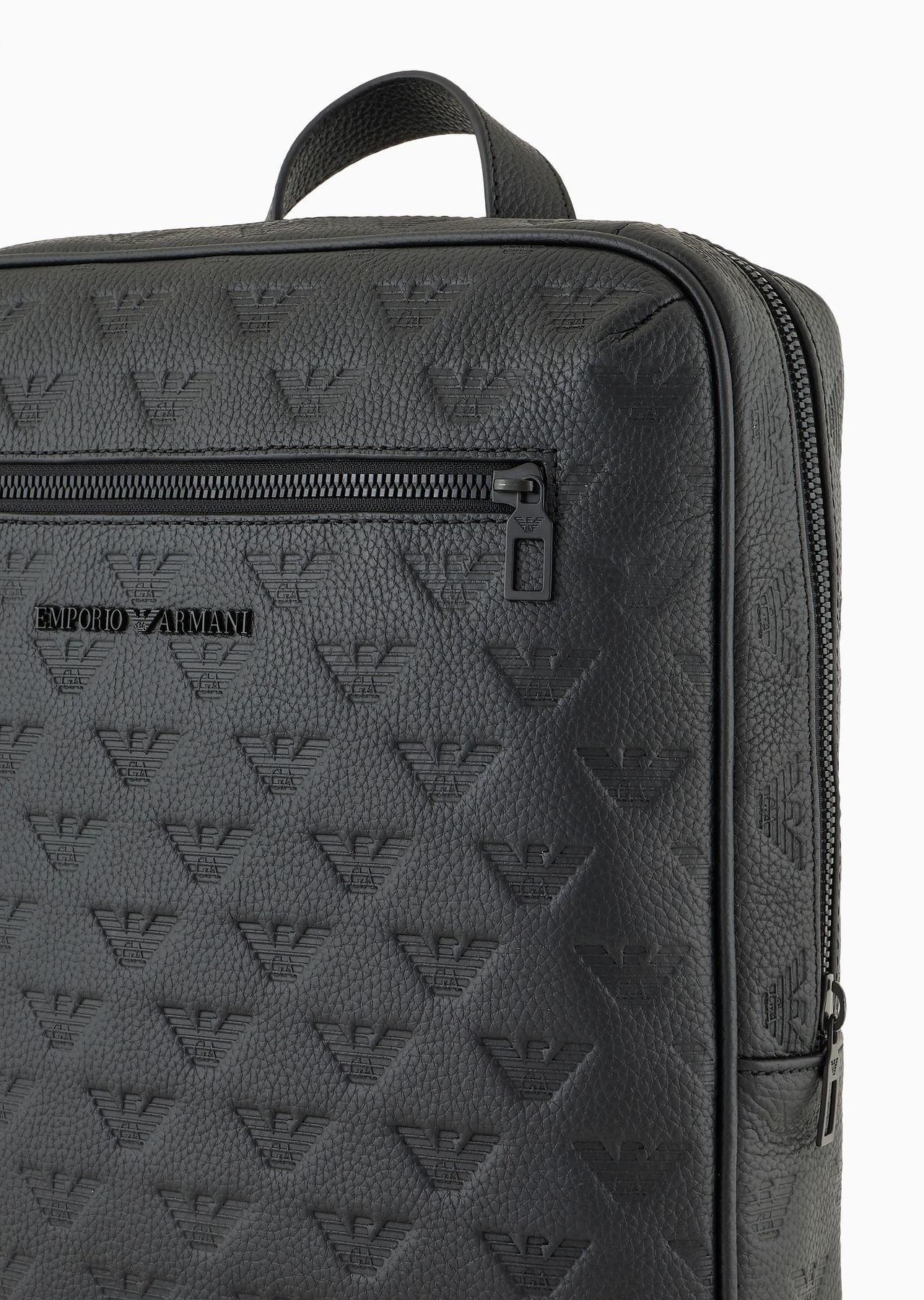Slim leather backpack with all-over embossed eagle - 5