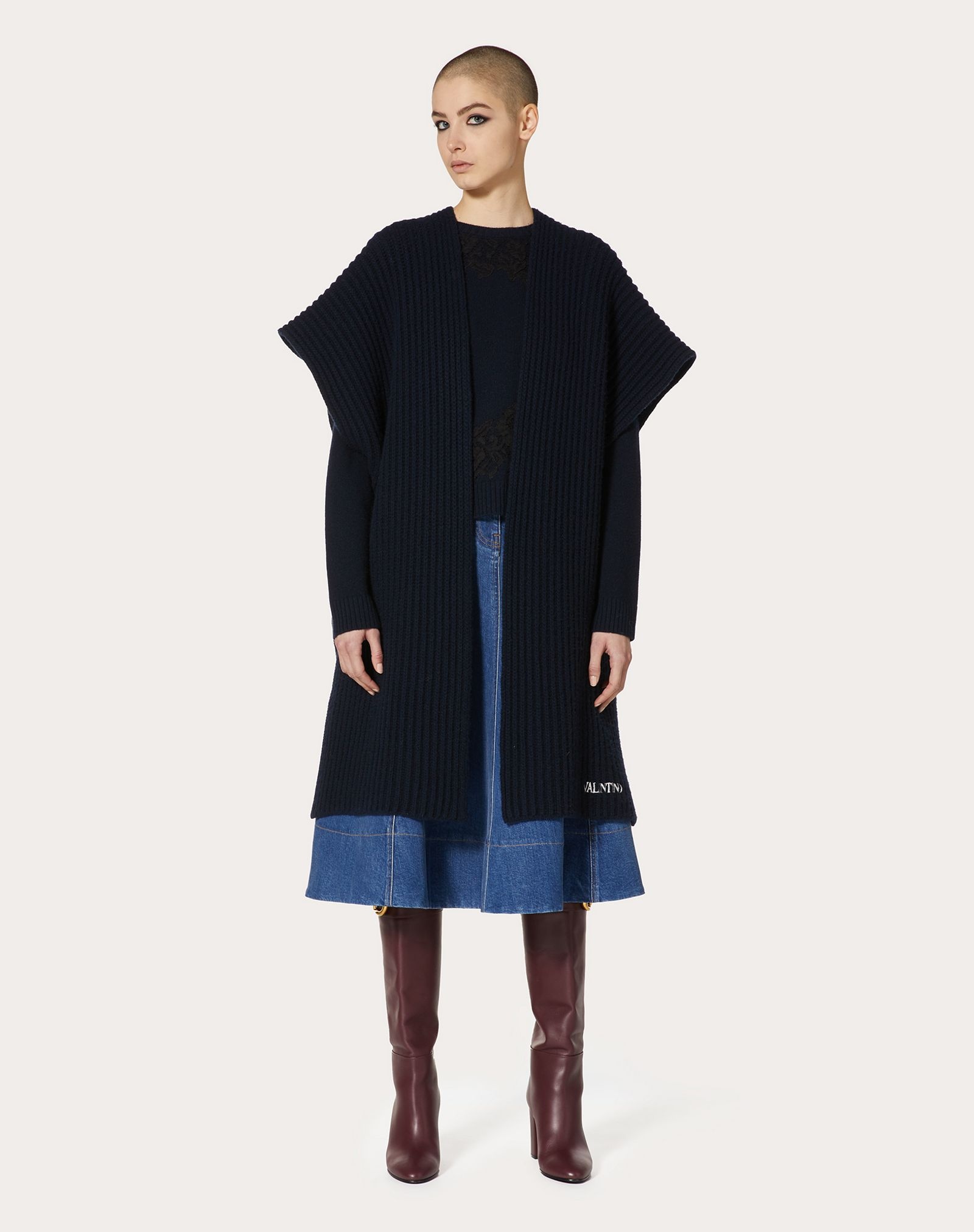 Embroidered Cashmere Wool Poncho - 3