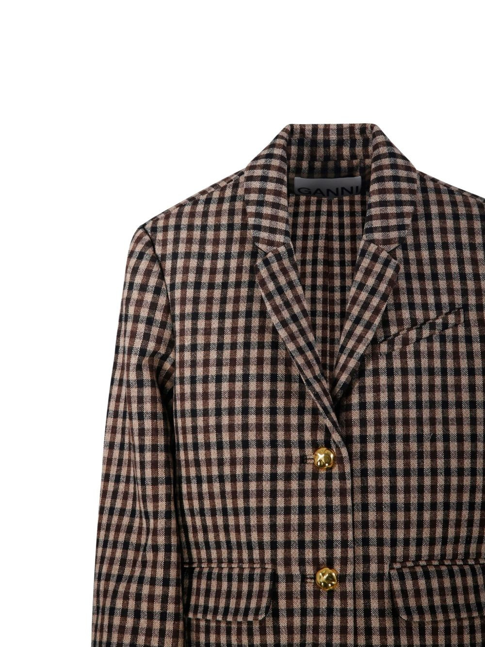 gingham check buttoned blazer - 4