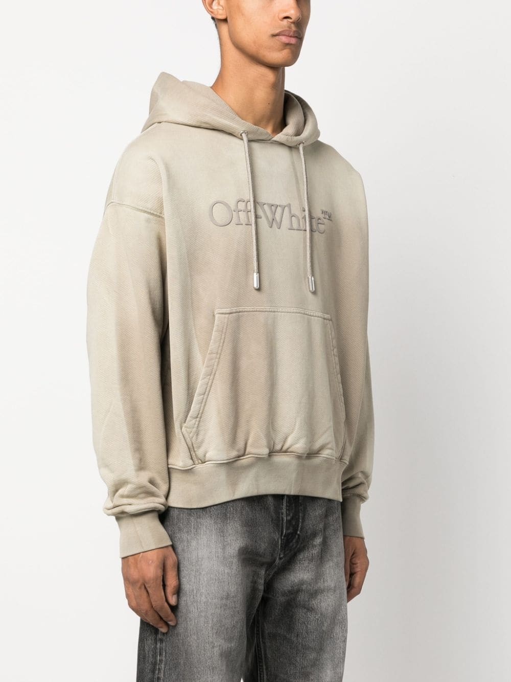 logo-embossed cotton hoodie - 3