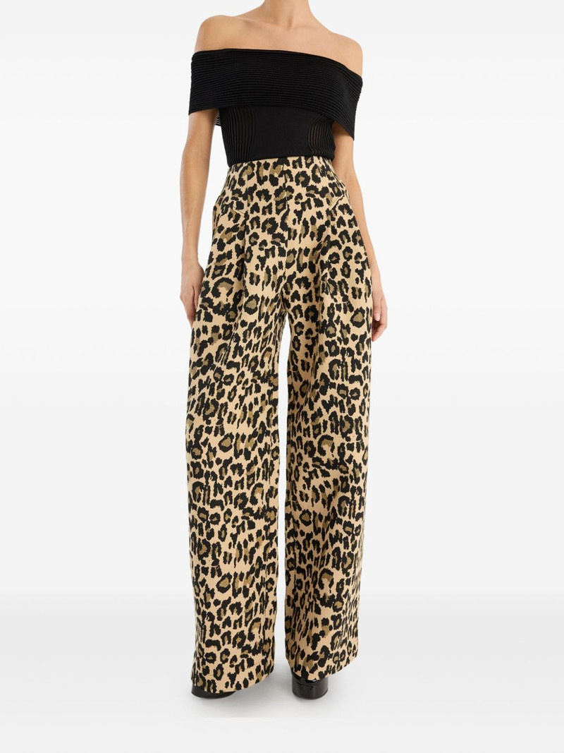 ROTATE pleated leopard-print trousers outlook