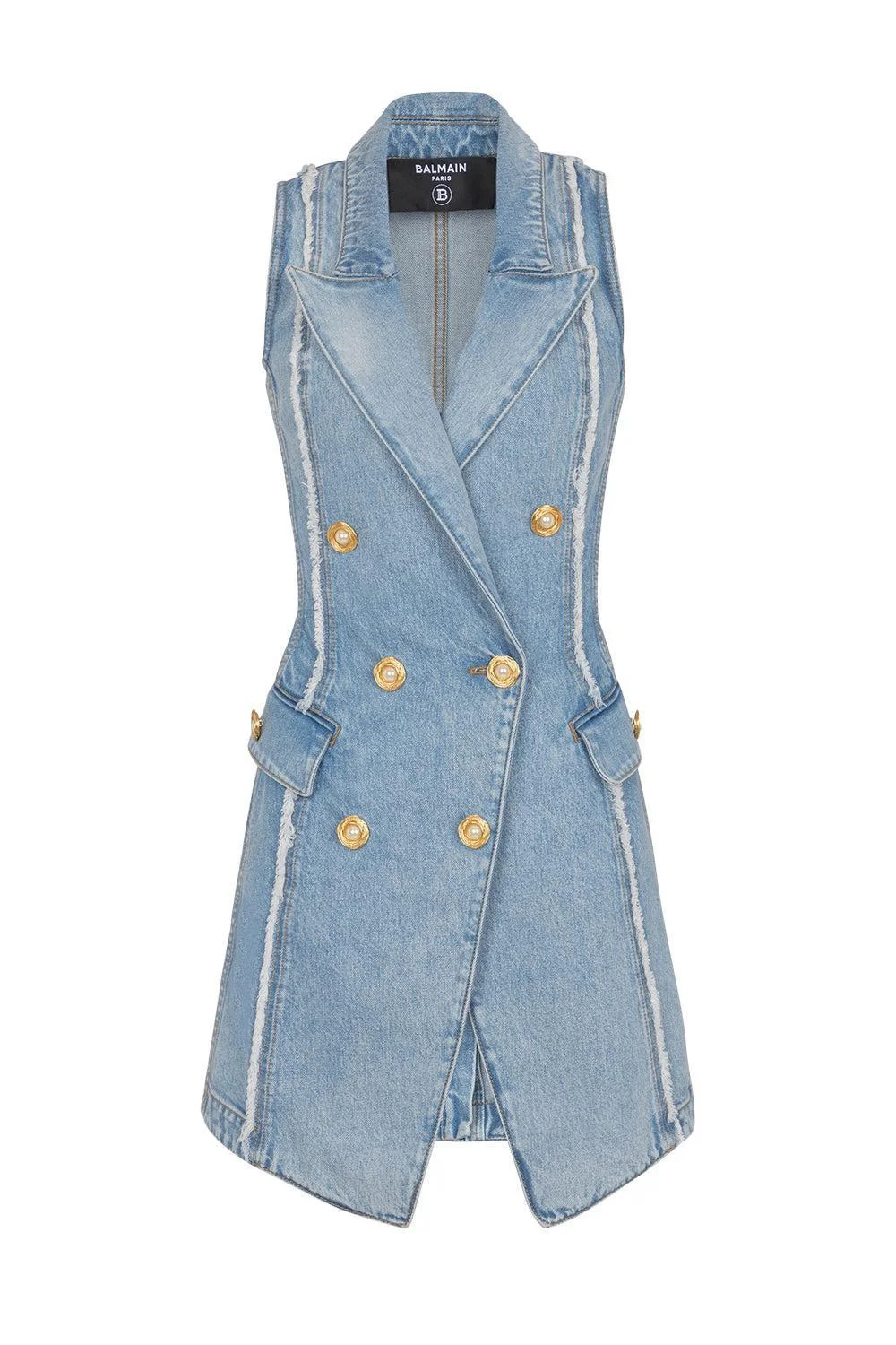 Raw Edge Denim Short Dress - 1