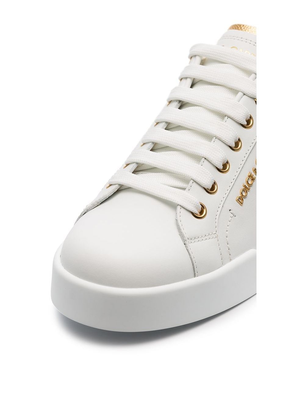 white pearl embellished leather sneakers - 4