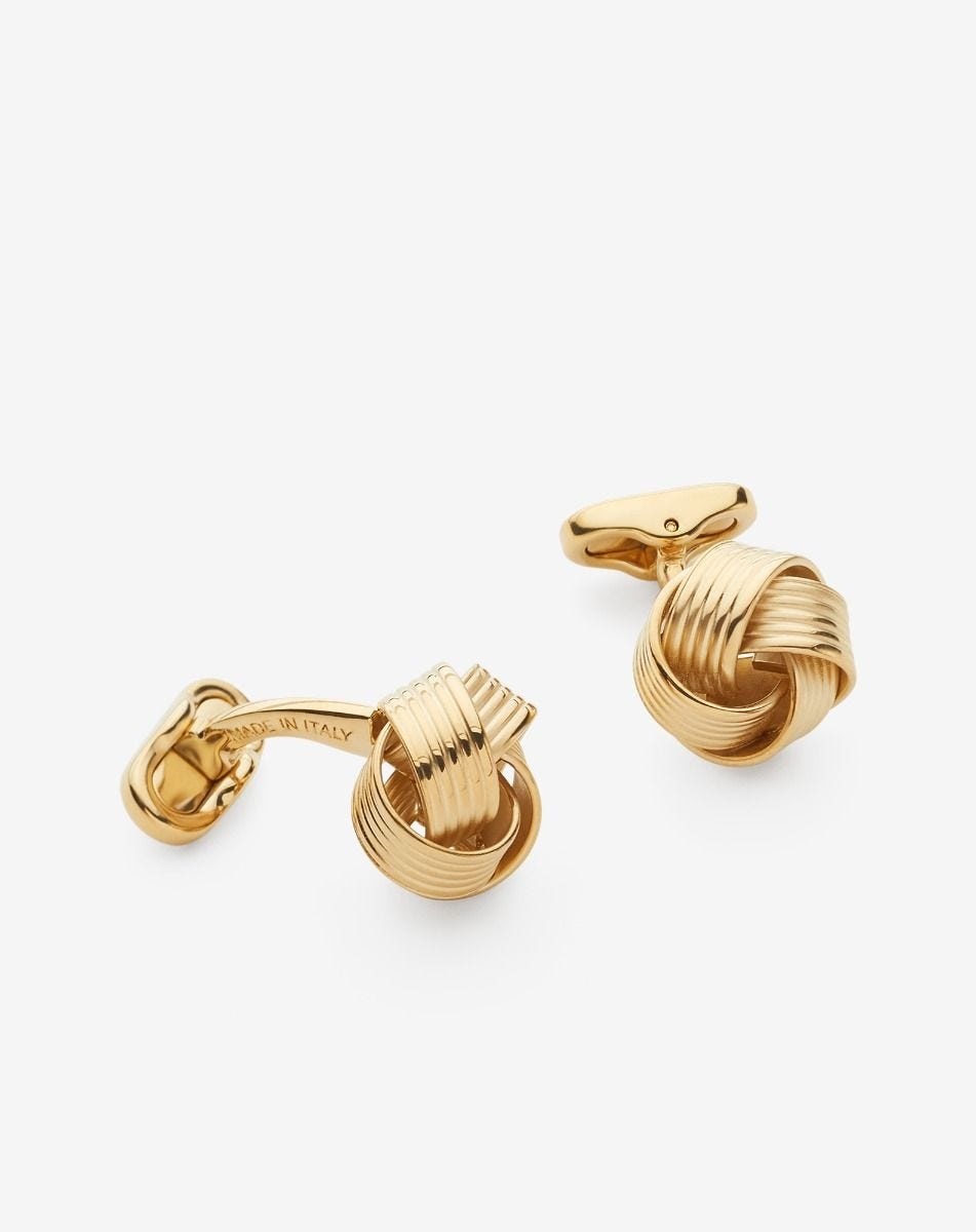 Knot-shaped brass cuff links in gold-tone - 2