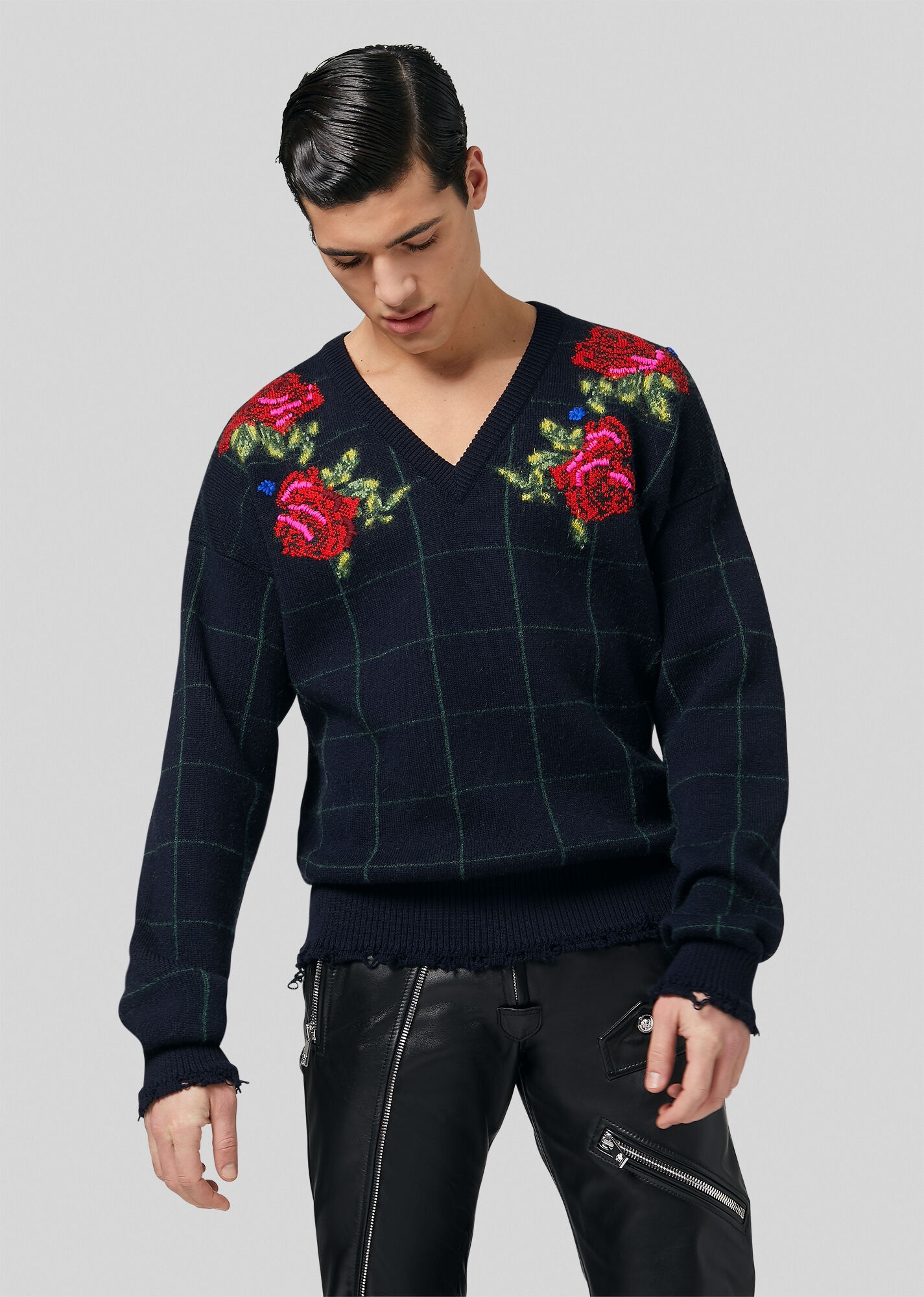 Rose Intarsia Wool and Mohair Sweater - 3