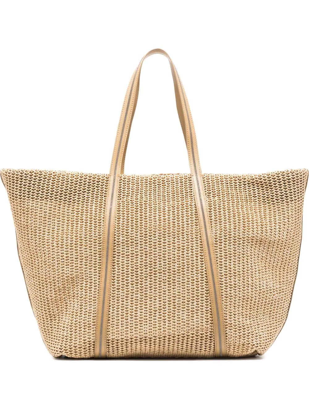 embellished raffia tote bag - 1