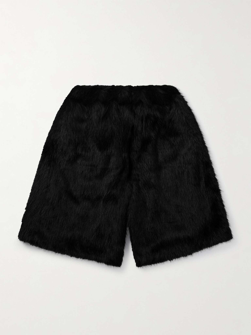 Wide-Leg Faux Fur Shorts - 1