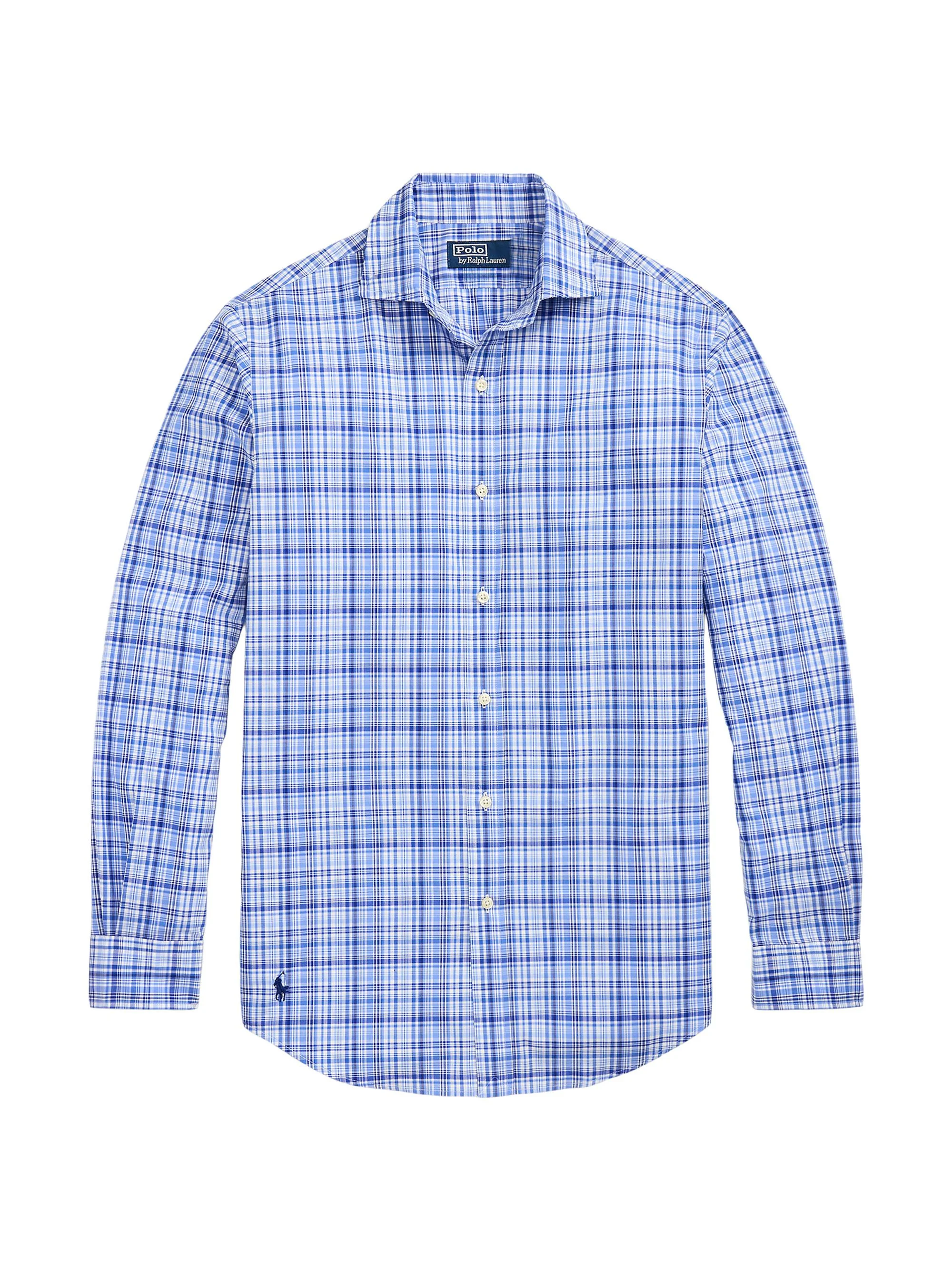 Men's Classic Fit Poplin Button-Front Shirt - Blue Multi - 1