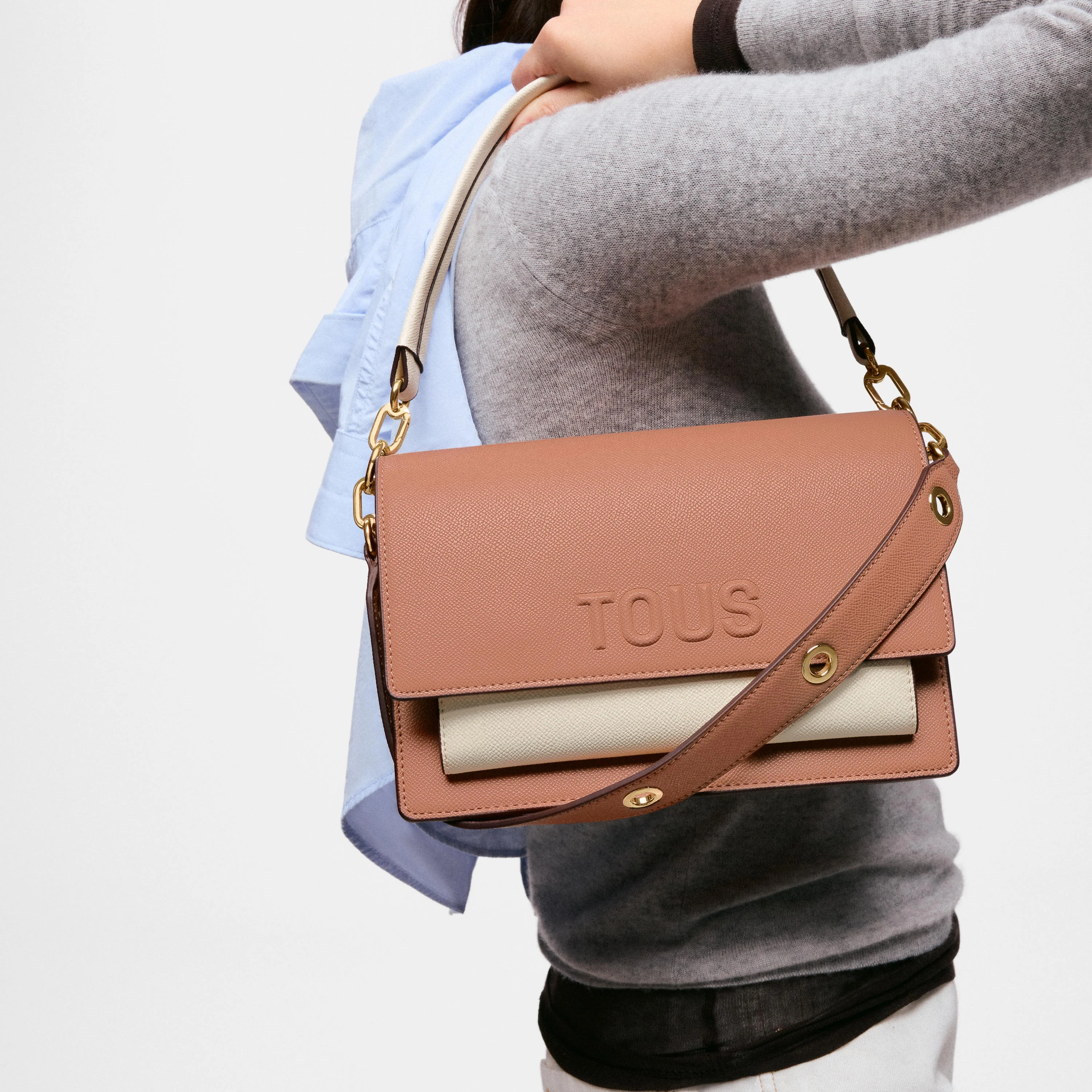 Medium mocha-colored Crossbody bag TOUS Audree Saffiano - 1