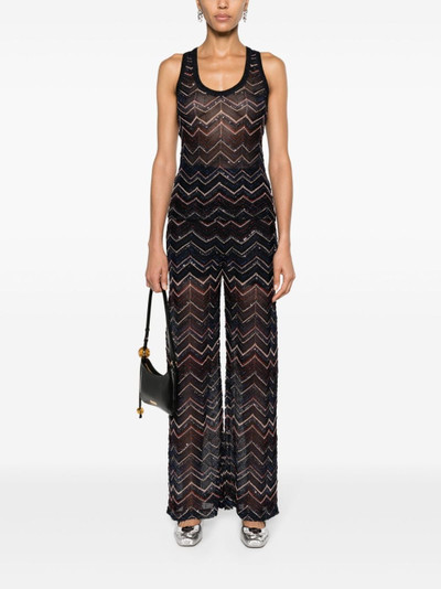 Missoni sequin-embellished zigzag flared trousers outlook
