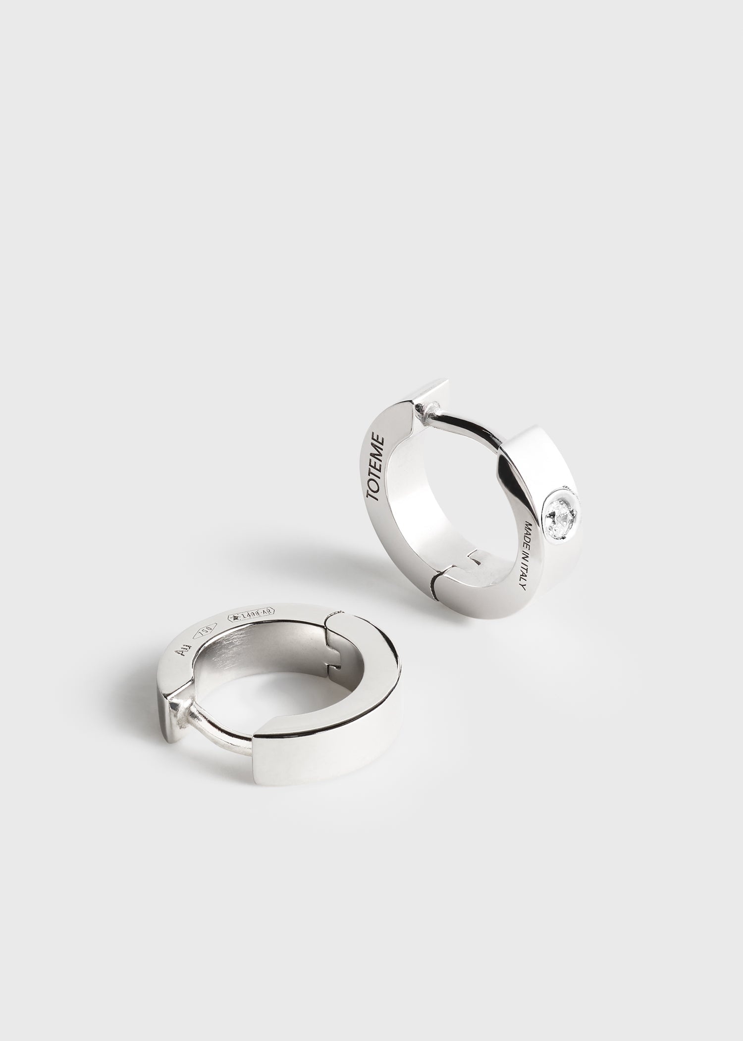 Bezel diamond hoops 18Kt white gold - 4