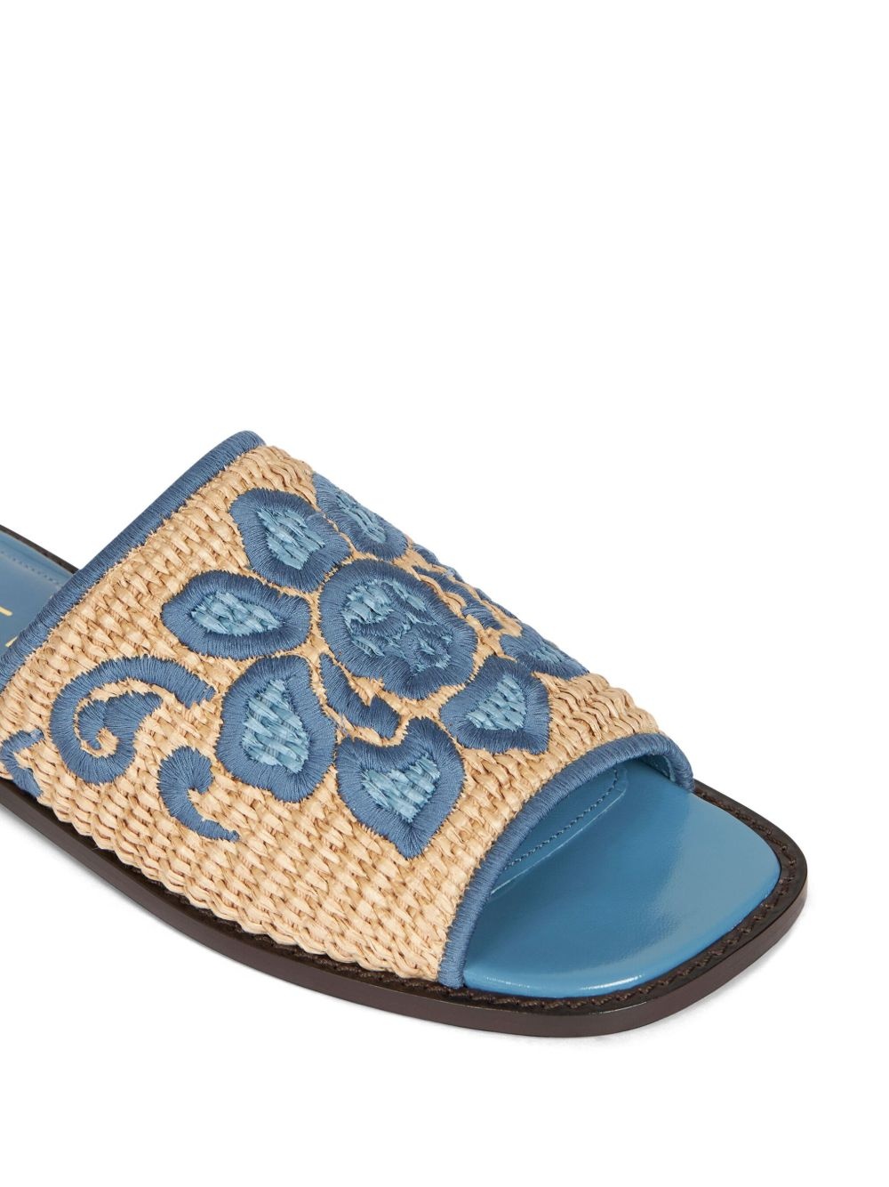embroidered raffia slides - 4