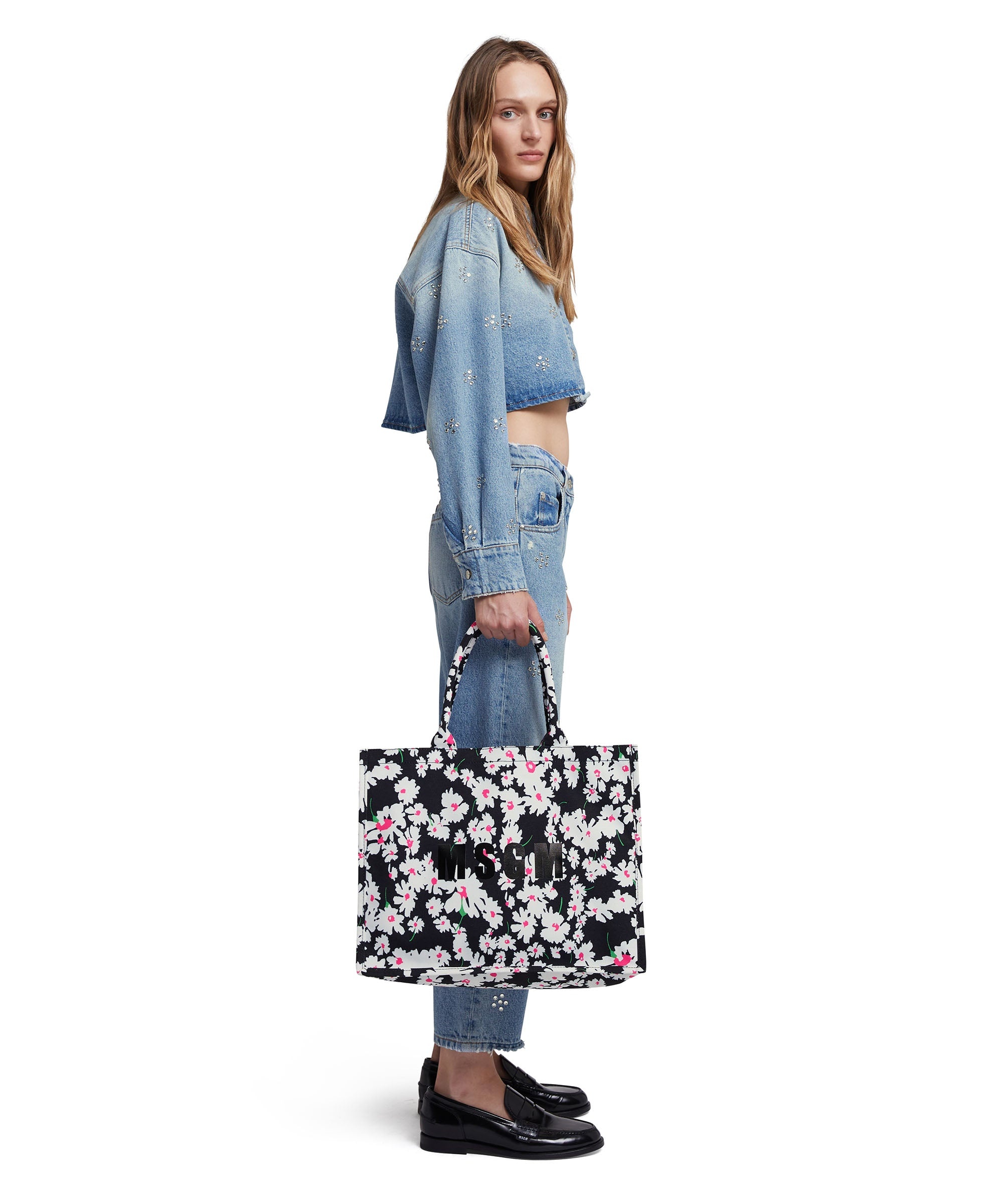 Canvas tote bag with daisy print - 5