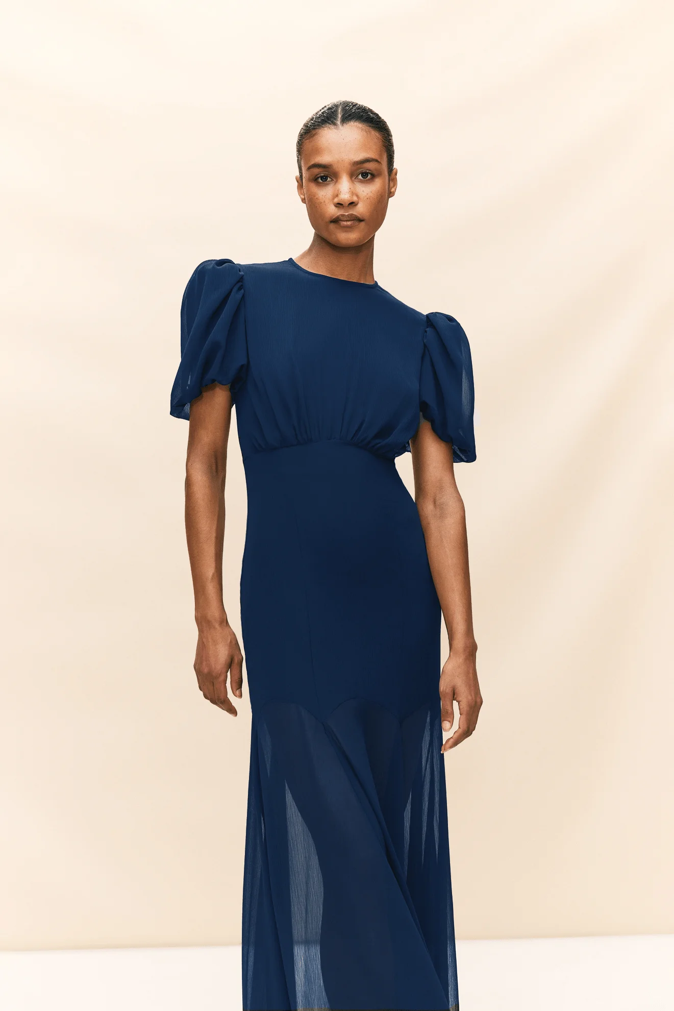de la vali blue dress AGUA MAXI IN MIDNIGHT CRINKLE CHIFFON - DS1303MIDNIGHTBLUE Care instructions