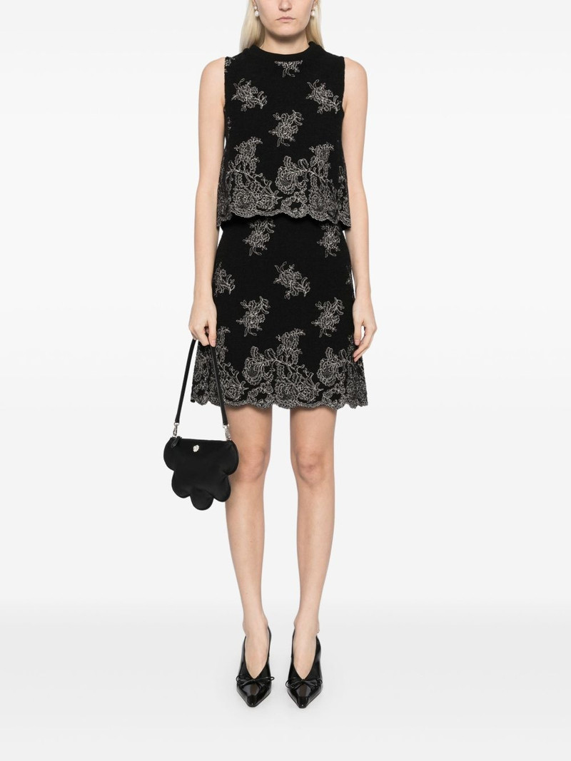 GIAMBATTISTA VALLI floral-embroidered tweed skirt outlook