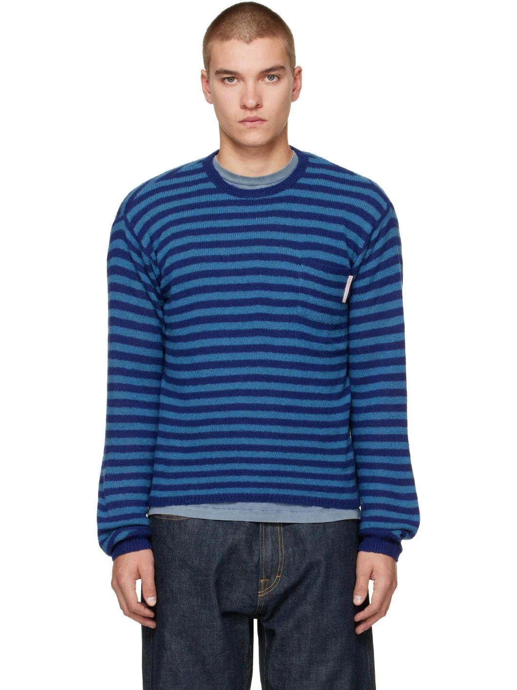 Blue Striped Merino Sweater - 1