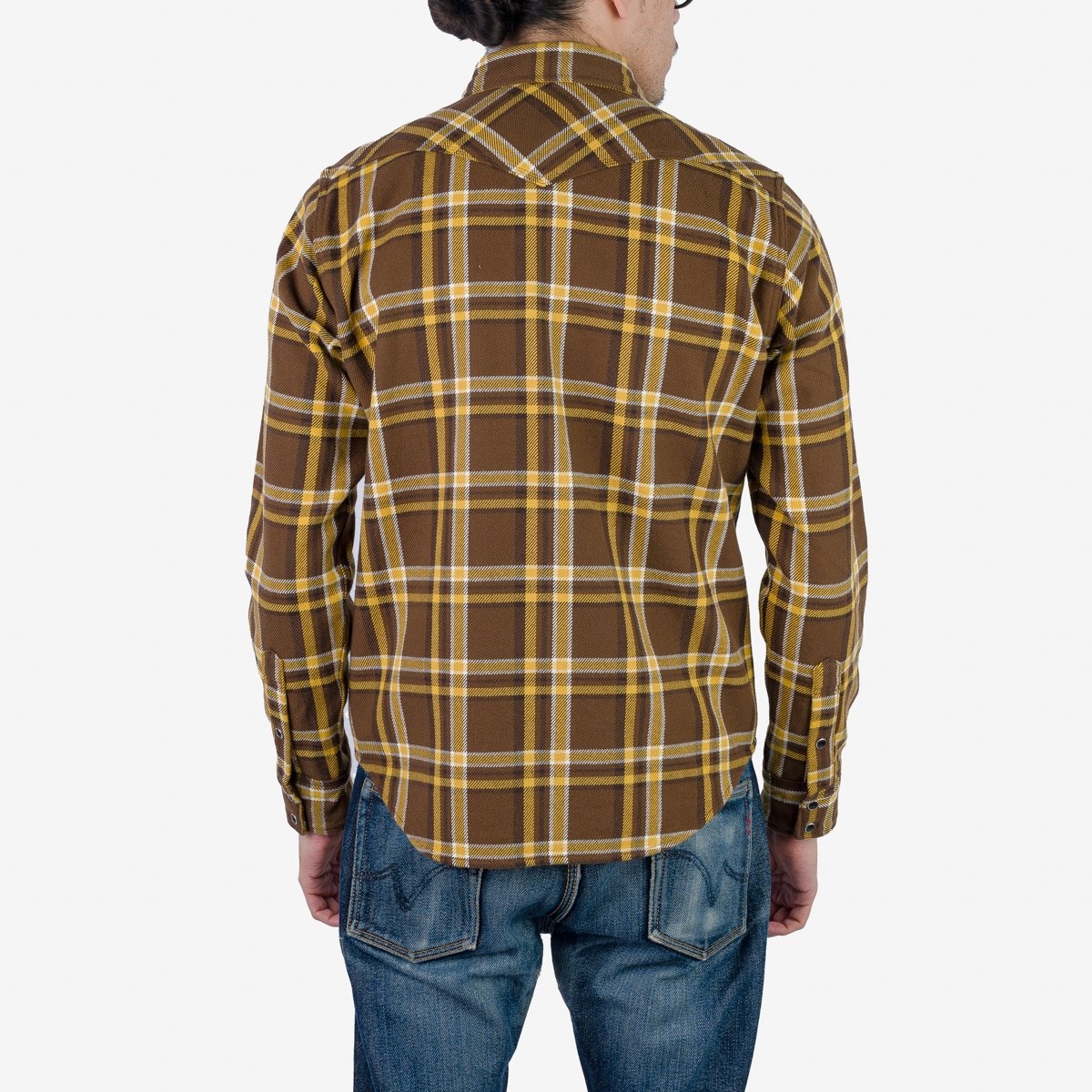IHSH-372-BRN Ultra Heavy Flannel Crazy Check Western Shirt - Brown - 4