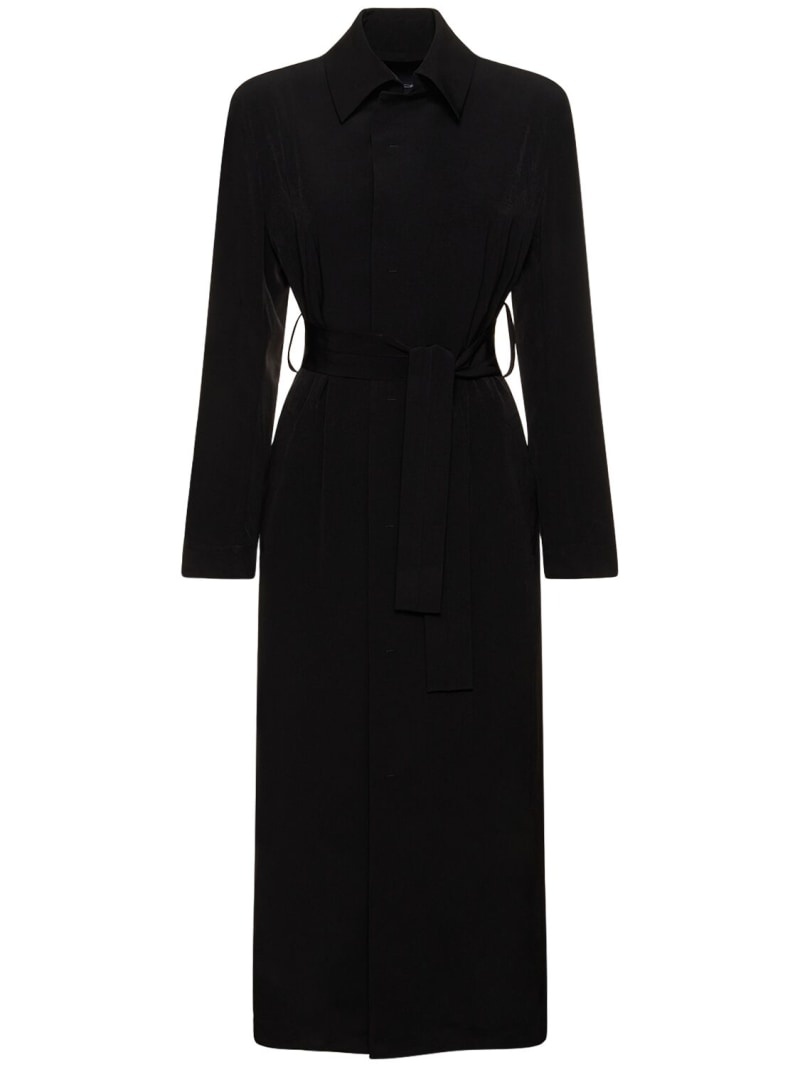 Buttoned crepe de chine midi coat - 1