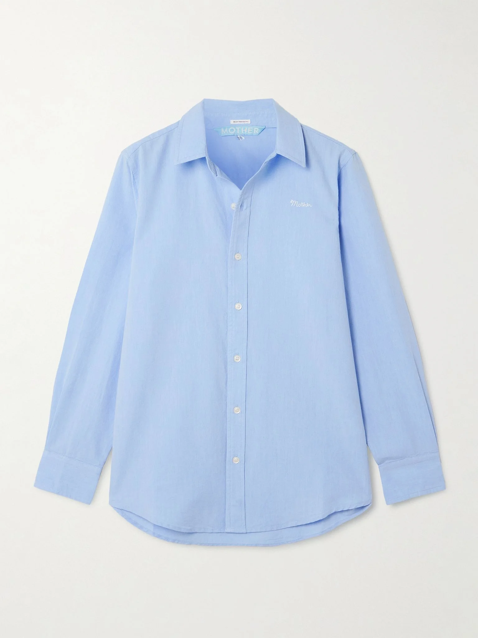 The Bestie embroidered cotton shirt Light blue - 1