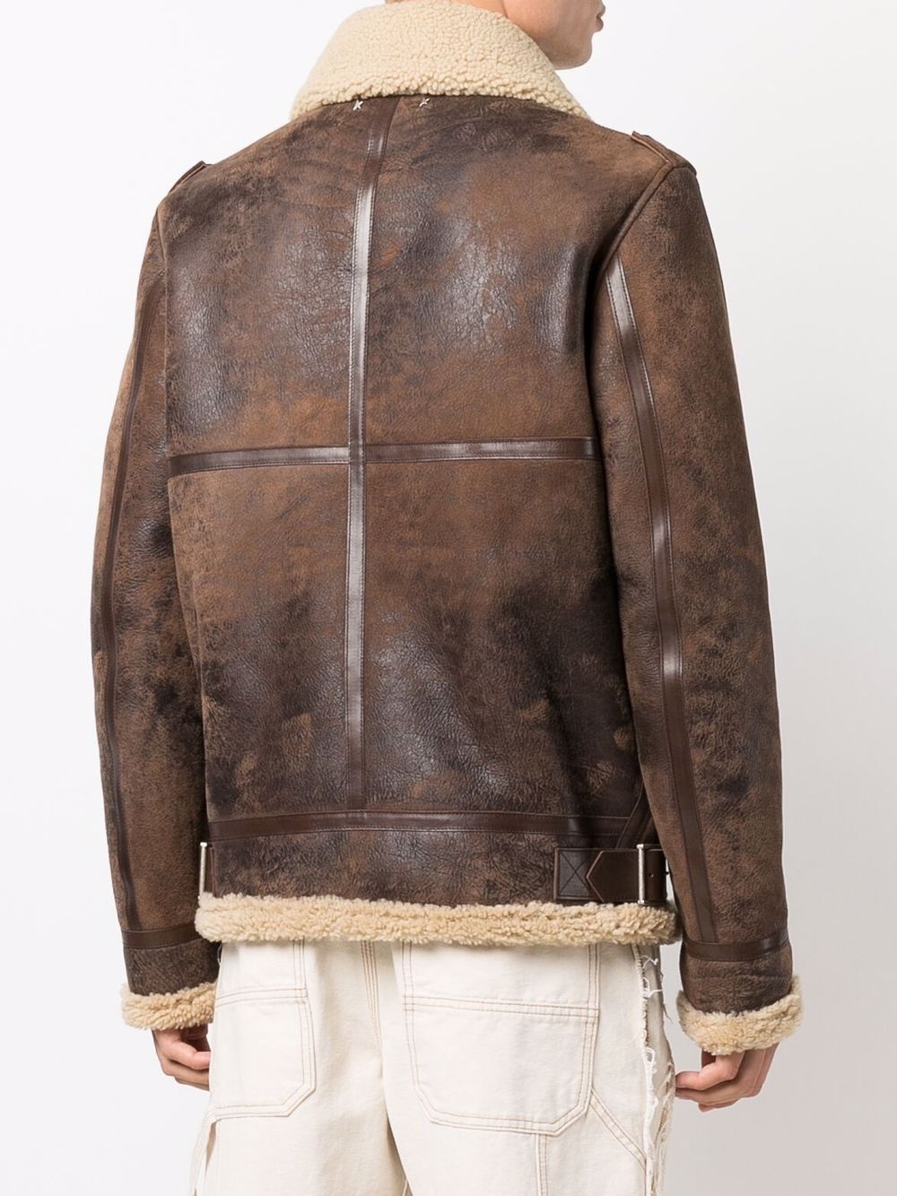 leather shearling coat - 4