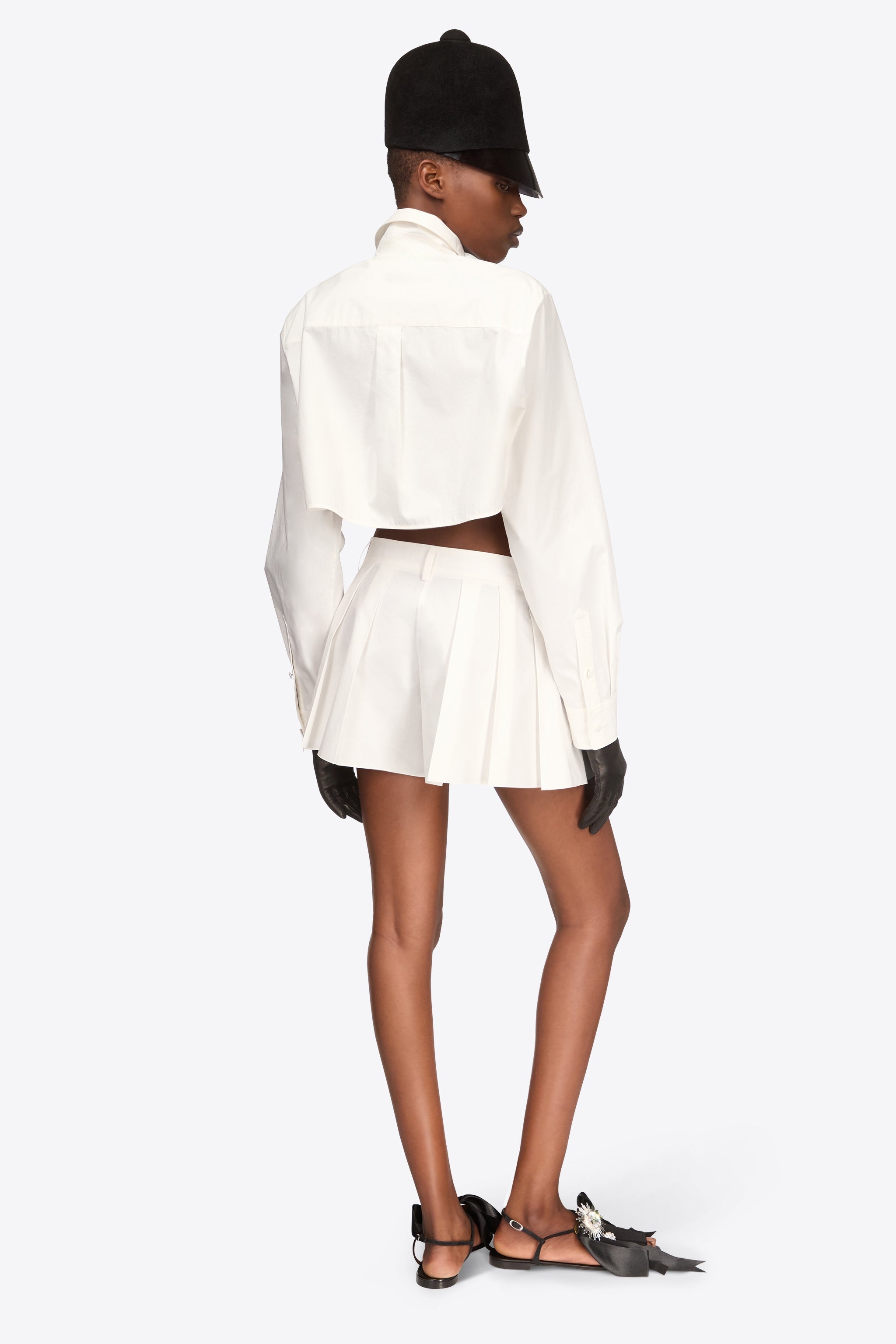 CRYSTAL ROSETTE POPLIN CROPPED SHIRT - 5