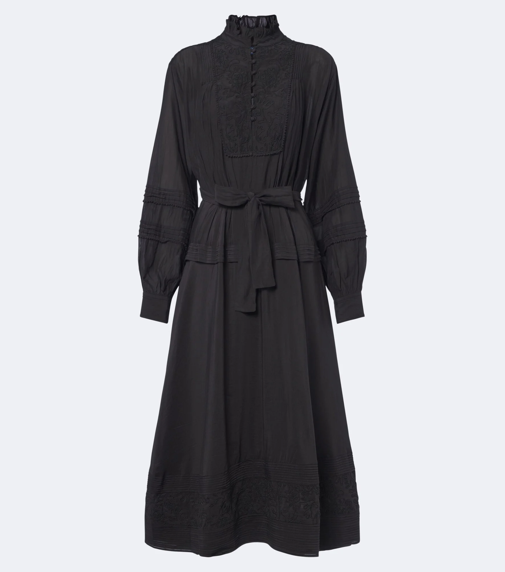 Embroidered ruffled midi dress - 1