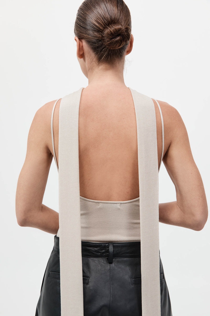 Knit Scarf Top - Creme - 6