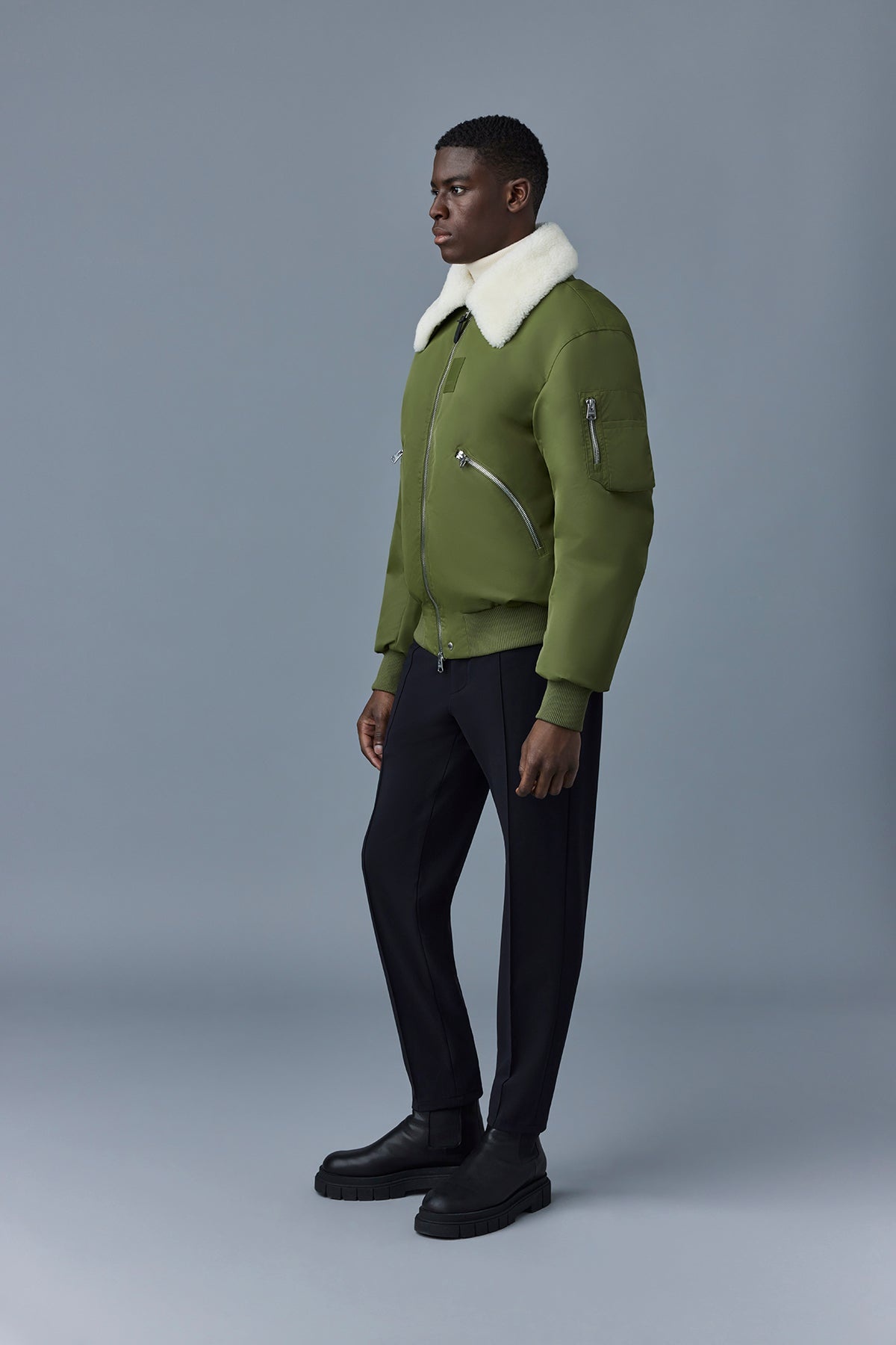FRANCIS Down bomber jacket with shearling collar - 4