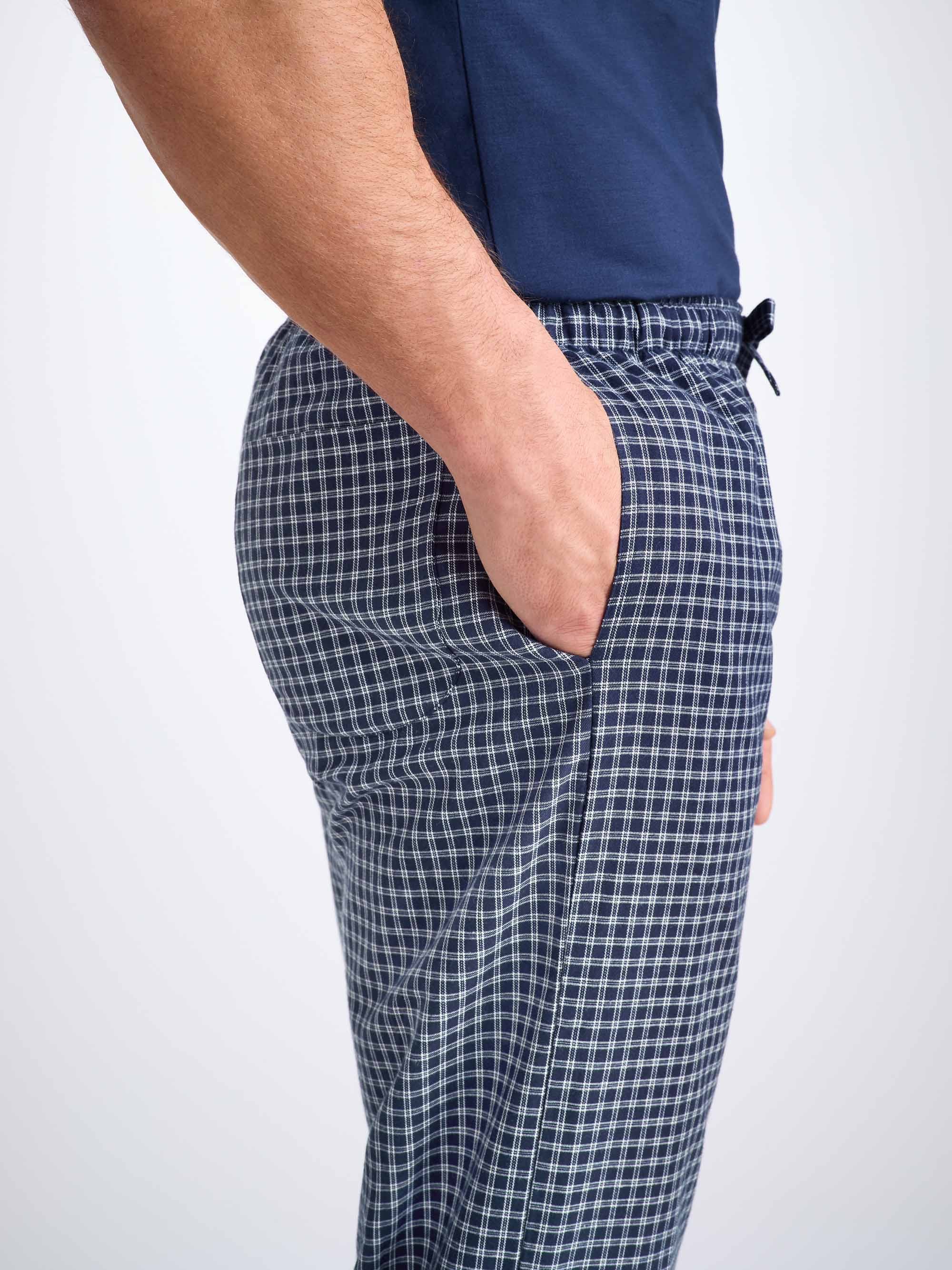 Men's Lounge Trousers Braemar 32 Brushed Cotton Navy - 6