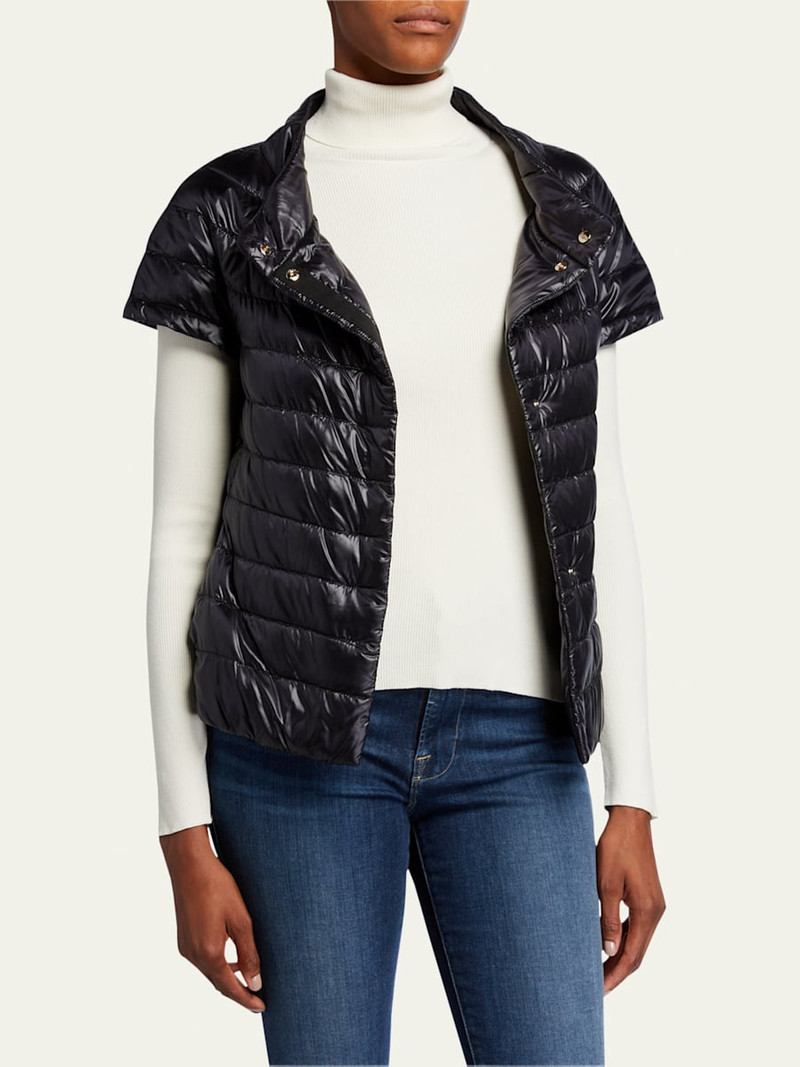 Herno Short-Sleeve Snap-Front Quilted Puffer Jacket outlook