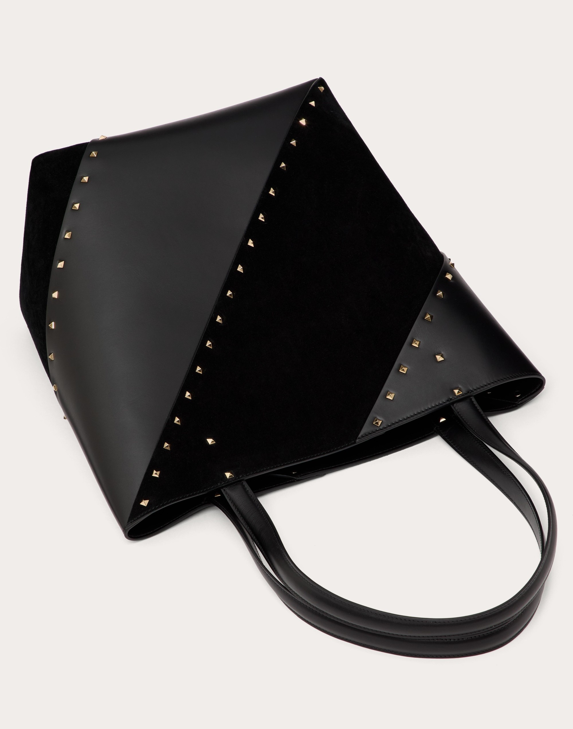 VALENTINO GARAVANI VALENTINO GARAVANI ROCKSTUD WISPY SHOPPING BAG IN CALFSKIN AND SUEDE - 6