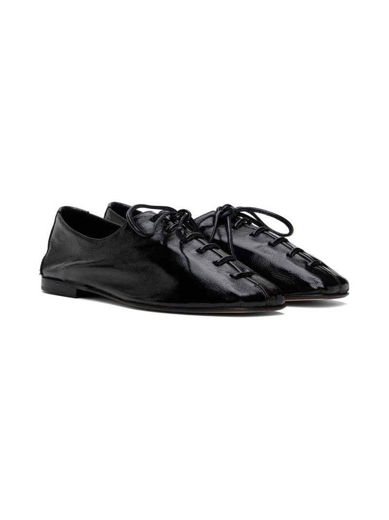 Black Plegada Crinkled Glossy Oxfords 4