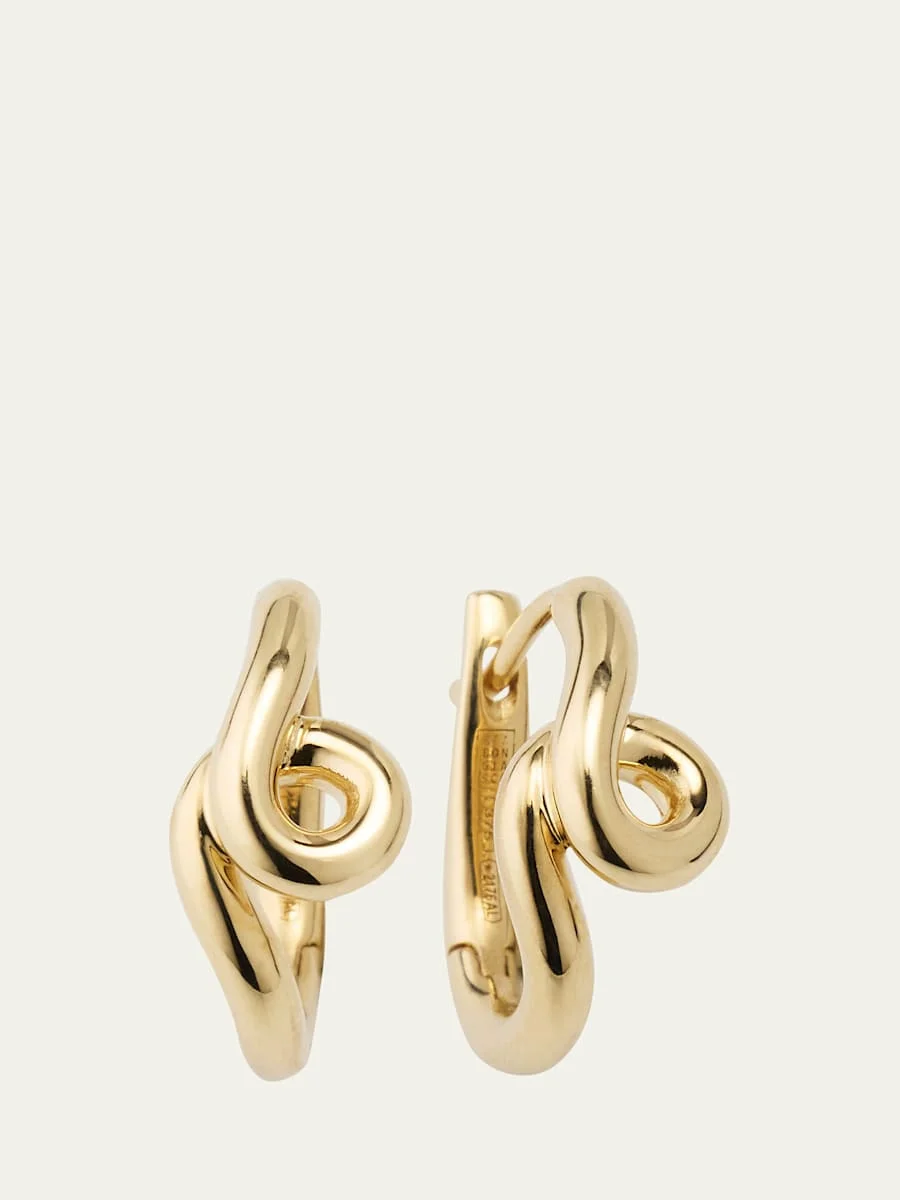 Single Wave Hoop Earrings in 9K Yellow Gold - 1