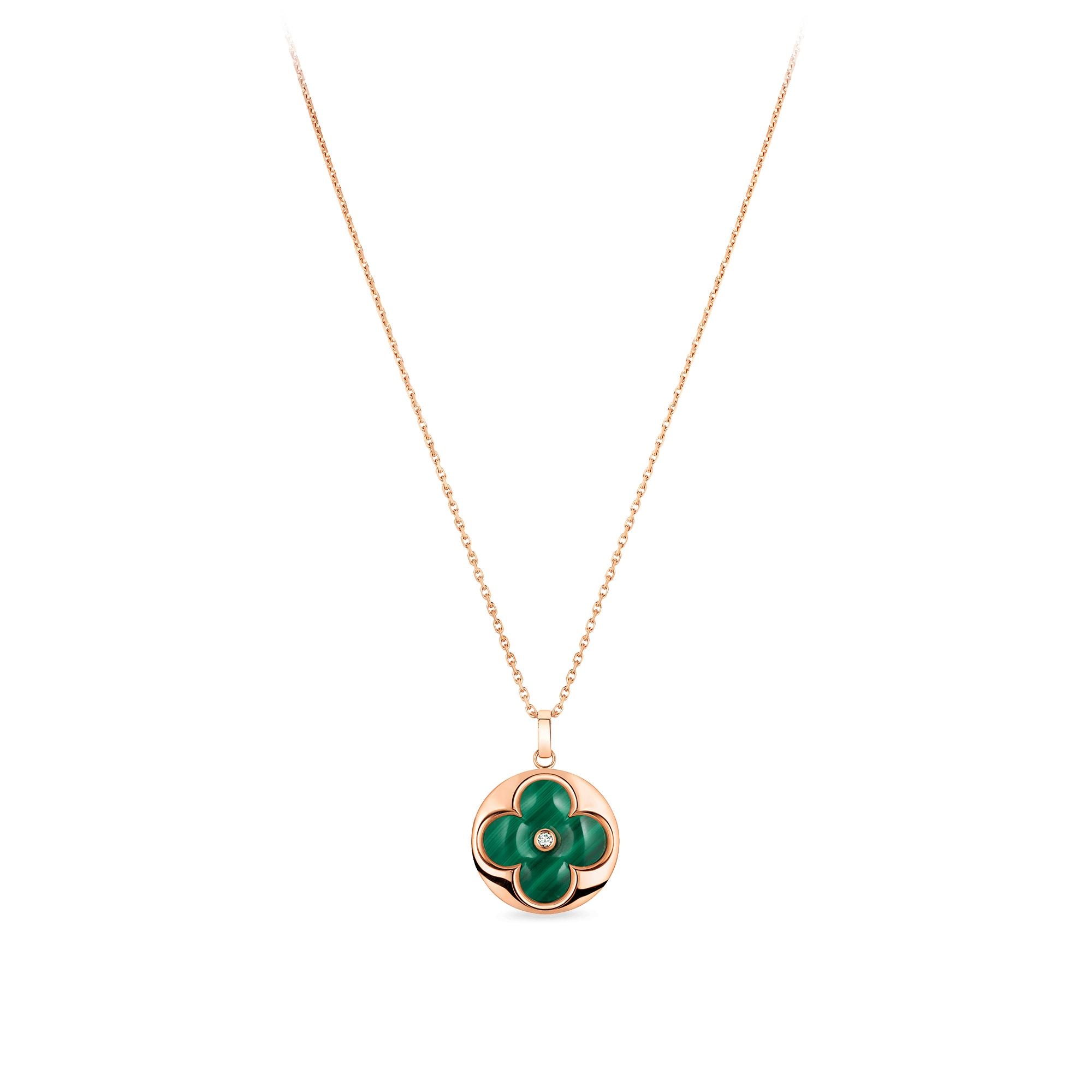 COLOR BLOSSOM XL MEDALLION, PINK GOLD,MALACHITE AND DIAMOND - 3