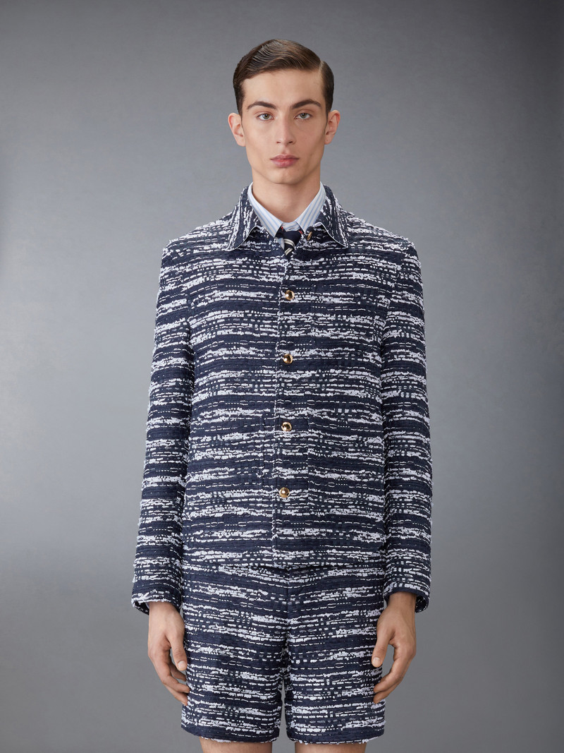 Thom Browne Mélange Tulle Yarn Tweed Utility Jacket outlook