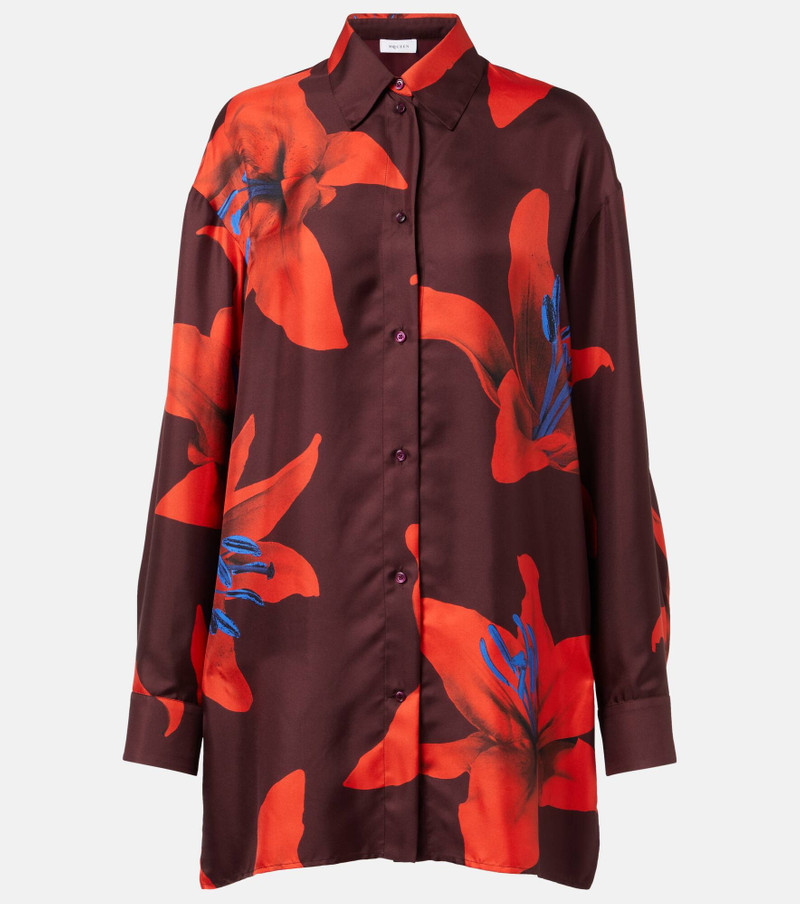 Floral silk satin shirt - 1