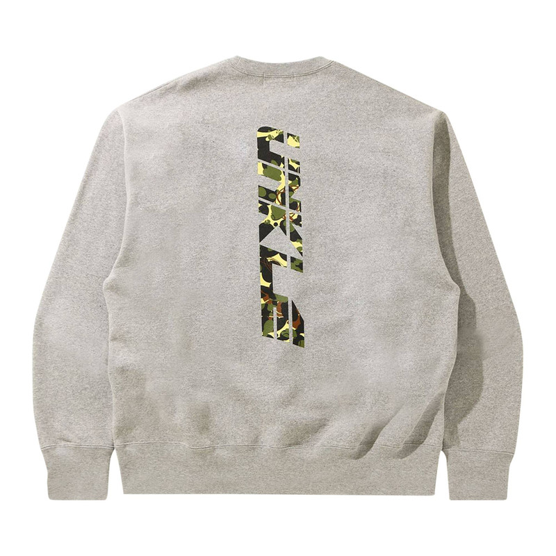 A BATHING APE® BAPE x Unkle Mo'Wax Point Man Relaxed Crewneck 'Grey' outlook